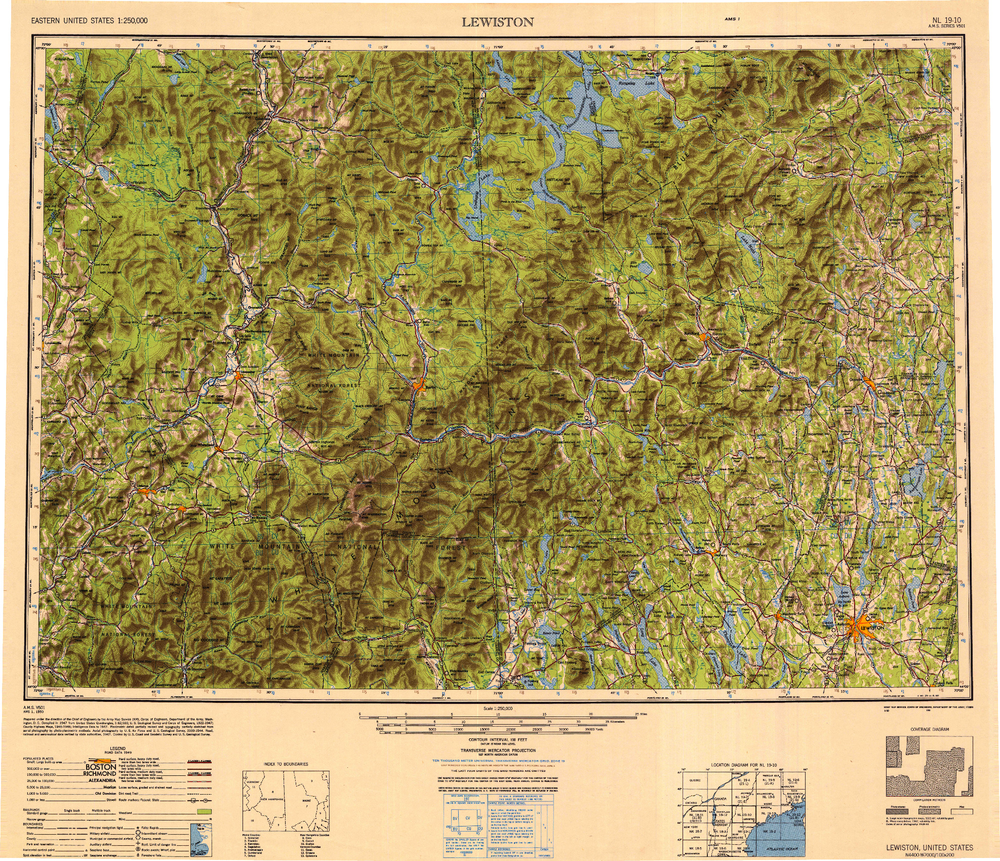 USGS 1:250000-SCALE QUADRANGLE FOR LEWISTON, ME 1950