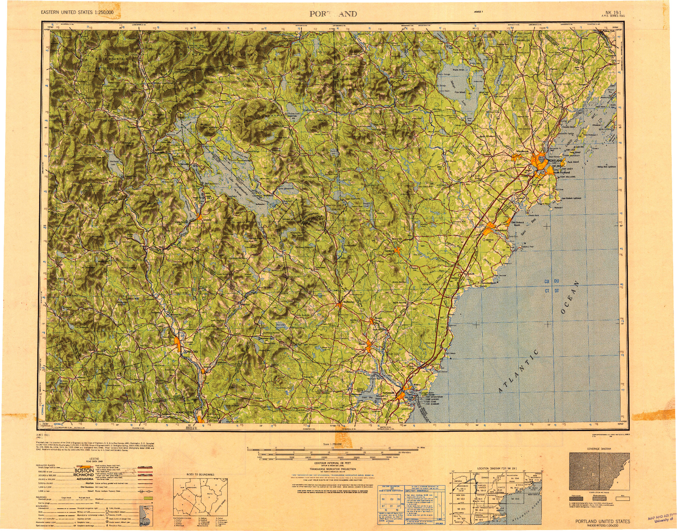 USGS 1:250000-SCALE QUADRANGLE FOR PORTLAND, ME 1949