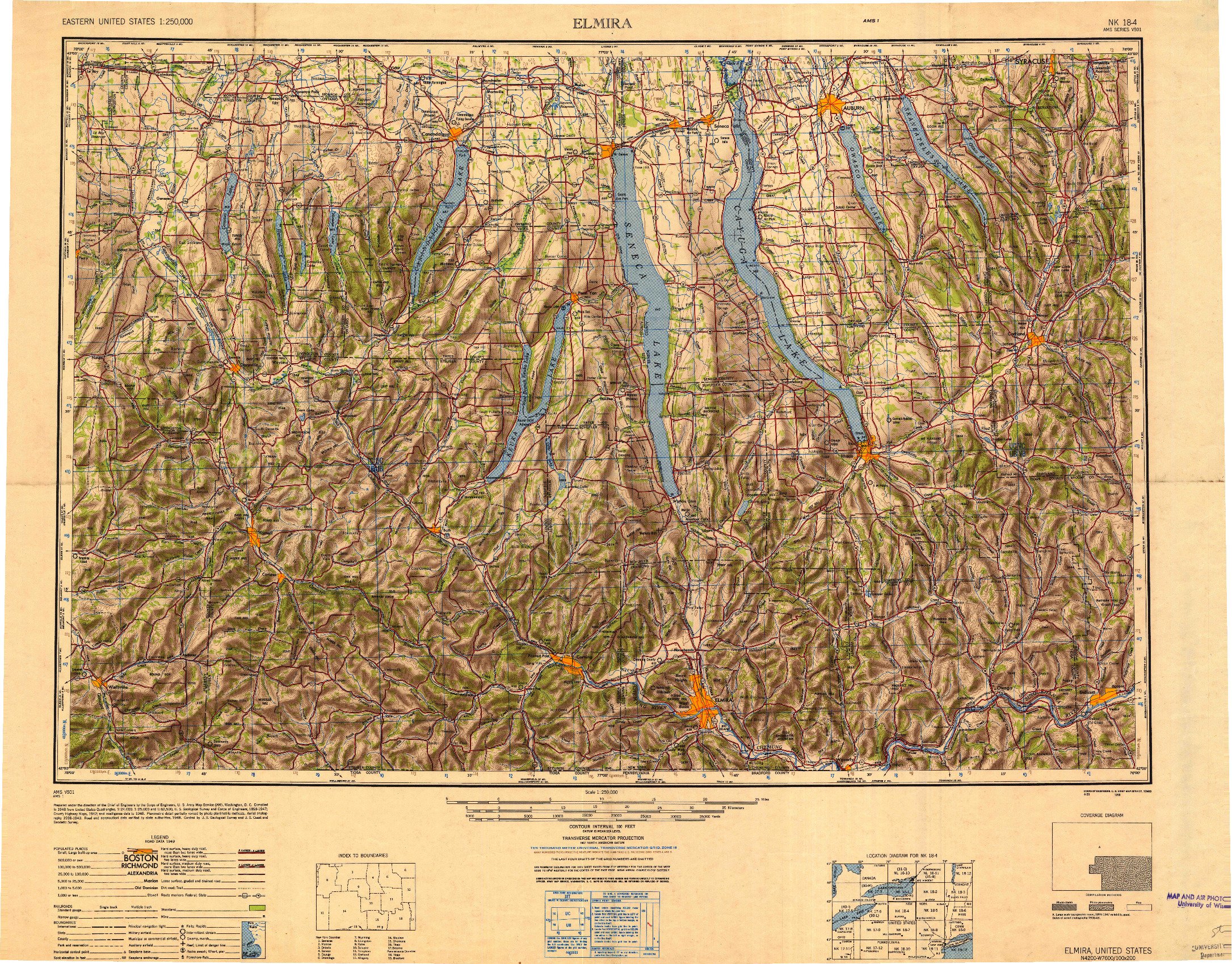 USGS 1:250000-SCALE QUADRANGLE FOR ELMIRA, NY 1950