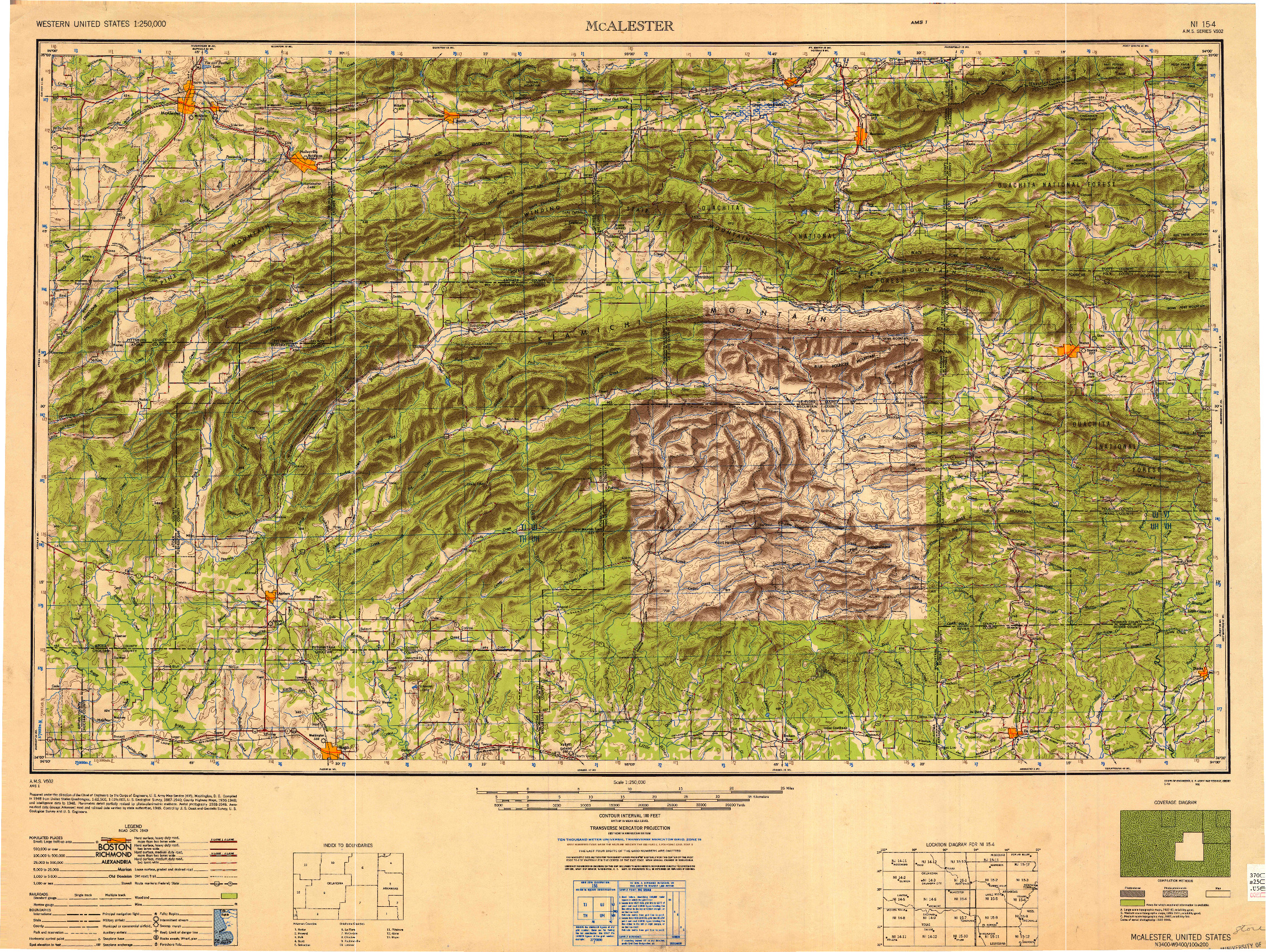 USGS 1:250000-SCALE QUADRANGLE FOR MCALESTER, OK 1950