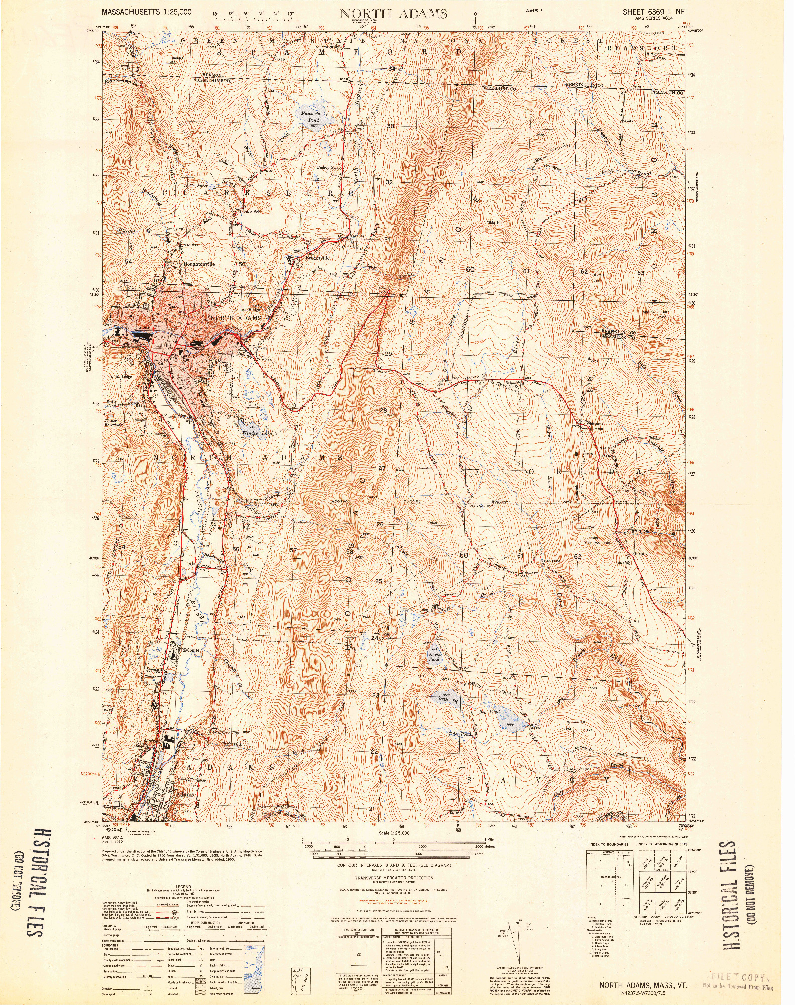 USGS 1:25000-SCALE QUADRANGLE FOR NORTH ADAMS, MA 1950