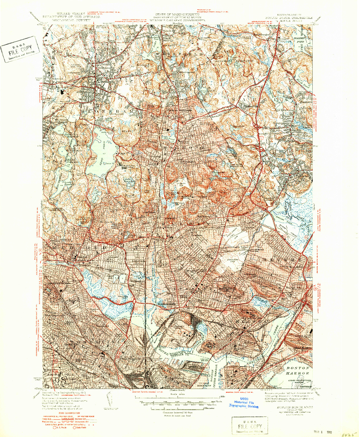 USGS 1:31680-SCALE QUADRANGLE FOR BOSTON NORTH, MA 1946