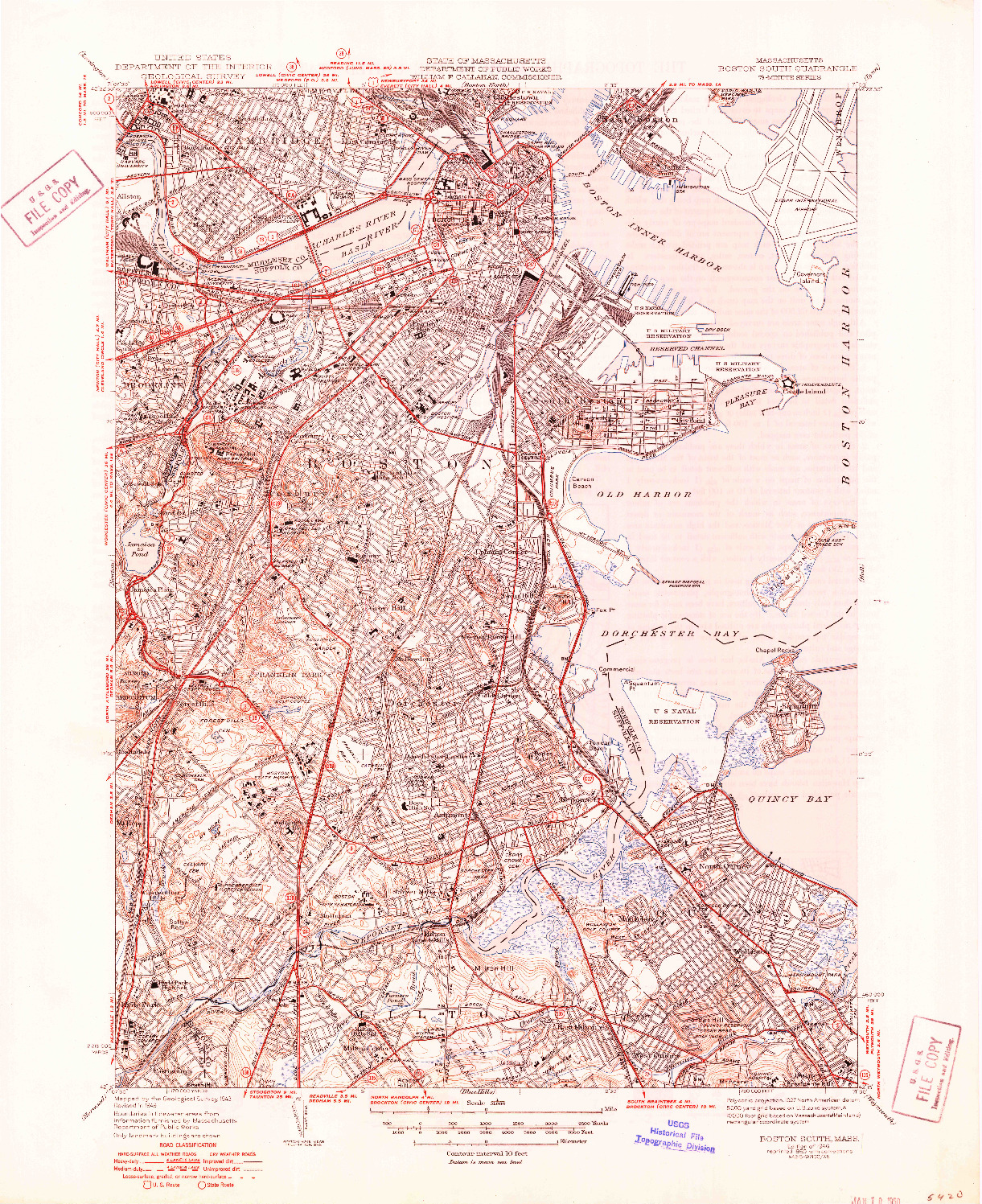 USGS 1:31680-SCALE QUADRANGLE FOR BOSTON SOUTH, MA 1946