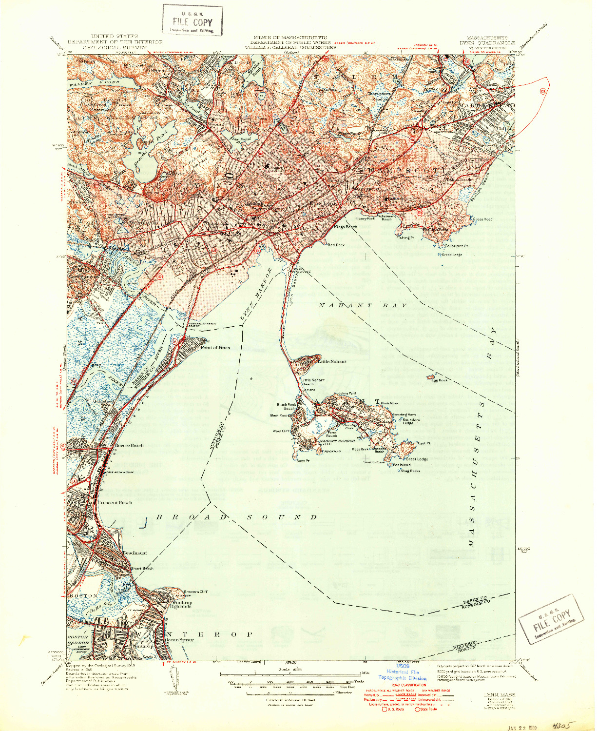 USGS 1:31680-SCALE QUADRANGLE FOR LYNN, MA 1946