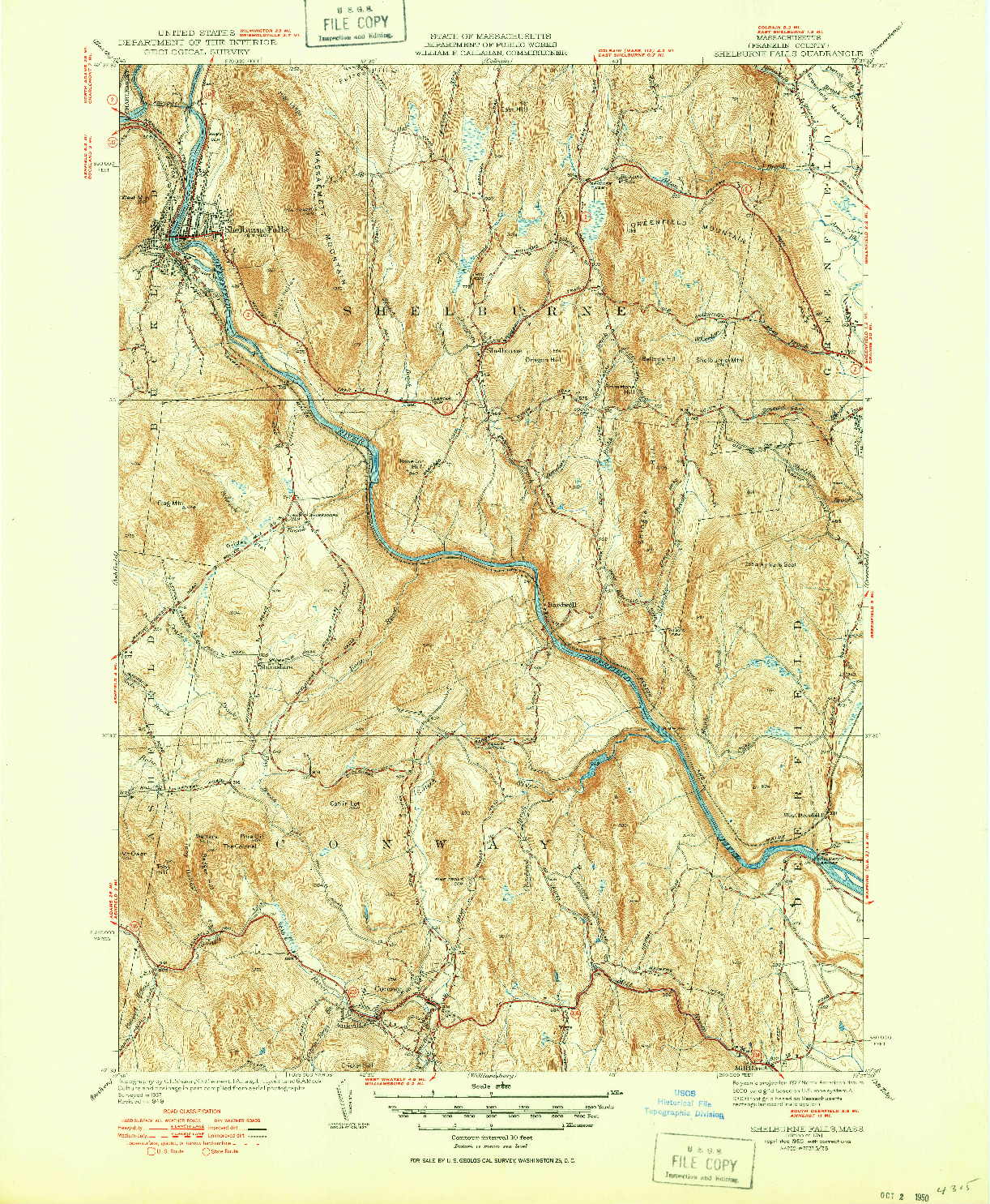 USGS 1:31680-SCALE QUADRANGLE FOR SHELBURNE FALLS, MA 1941
