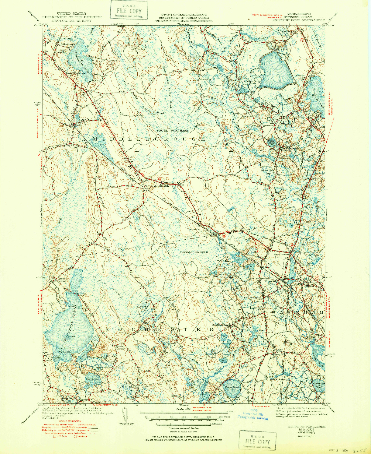 USGS 1:31680-SCALE QUADRANGLE FOR SNIPATUIT POND, MA 1942