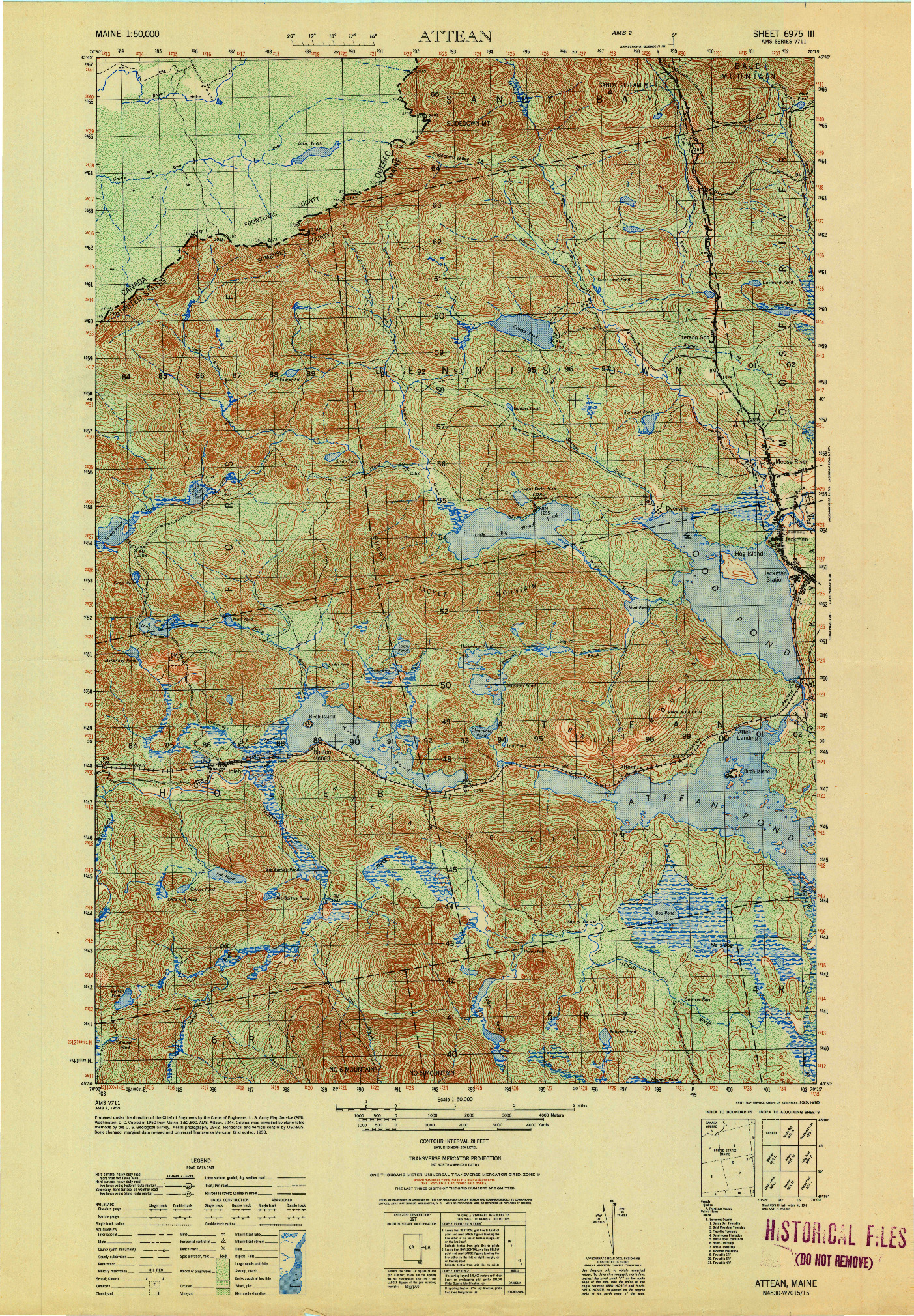 USGS 1:50000-SCALE QUADRANGLE FOR ATTEAN, ME 1950