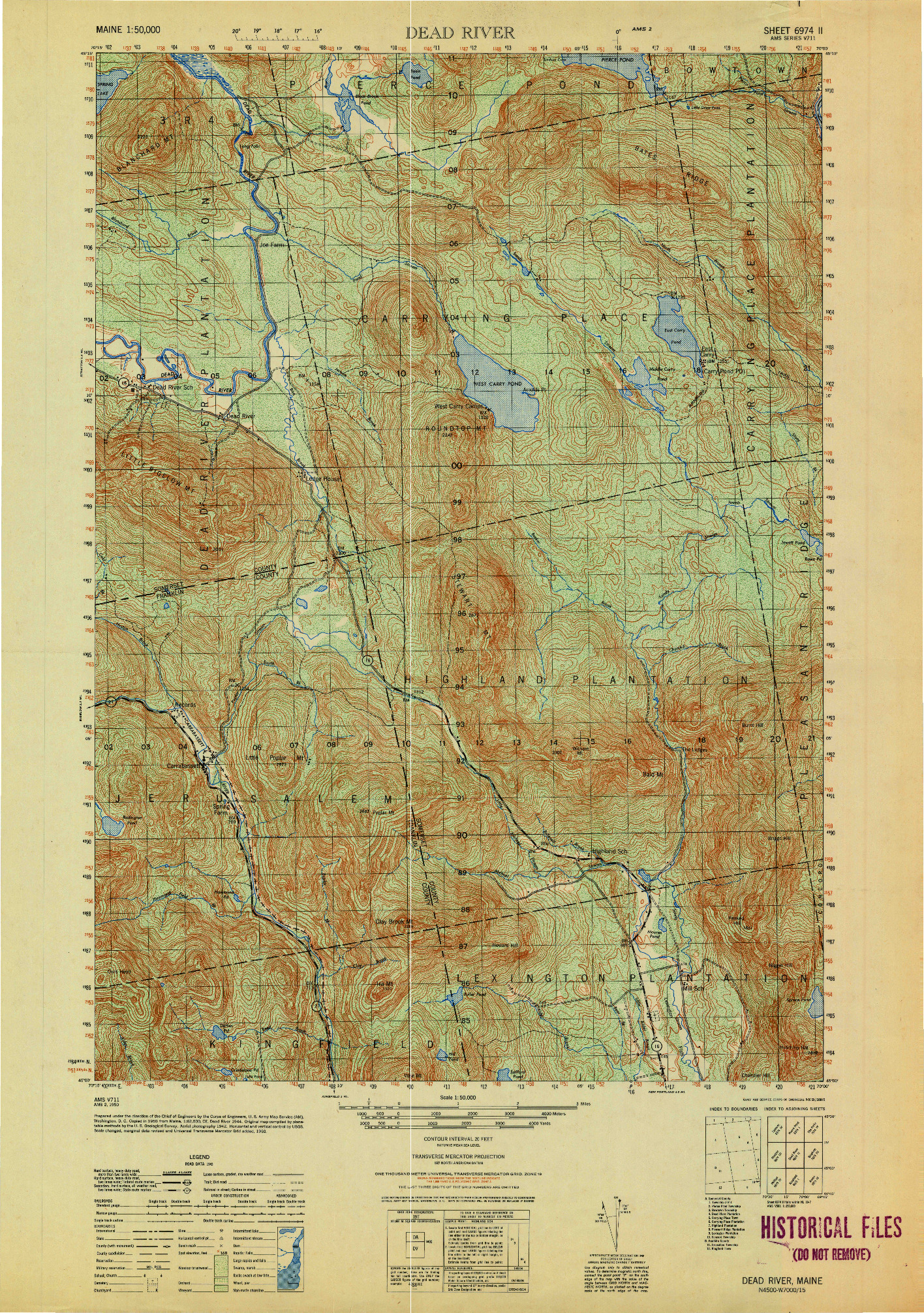 USGS 1:50000-SCALE QUADRANGLE FOR DEAD RIVER, ME 1950