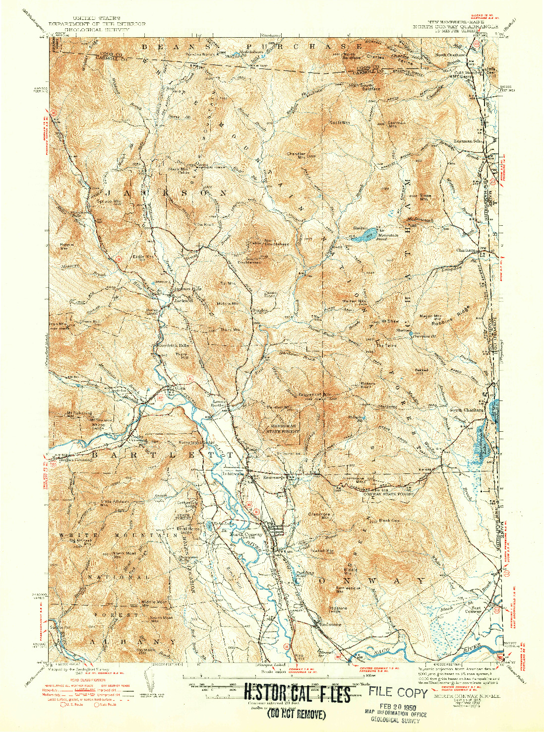 USGS 1:62500-SCALE QUADRANGLE FOR NORTH CONWAY, NH 1945