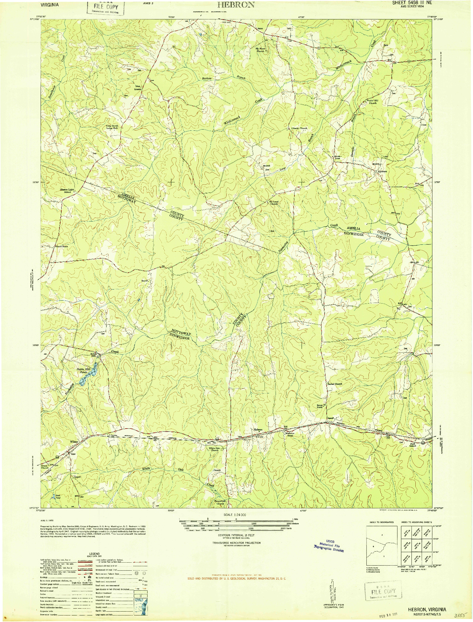 USGS 1:24000-SCALE QUADRANGLE FOR HEBRON, VA 1950