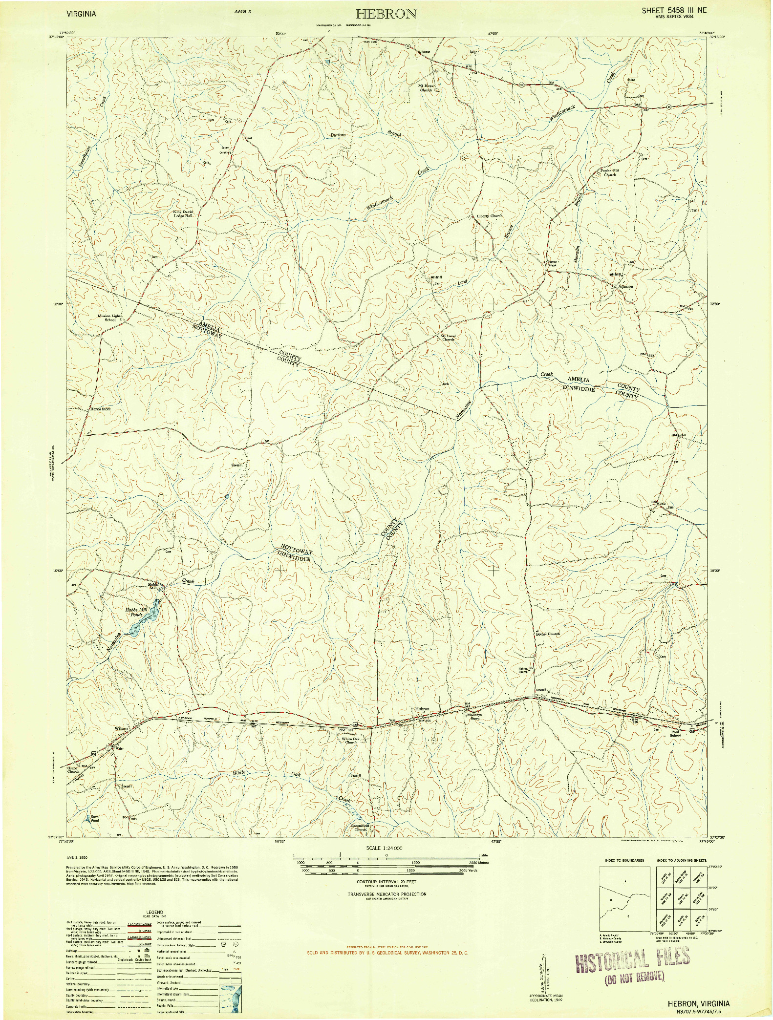 USGS 1:24000-SCALE QUADRANGLE FOR HEBRON, VA 1950