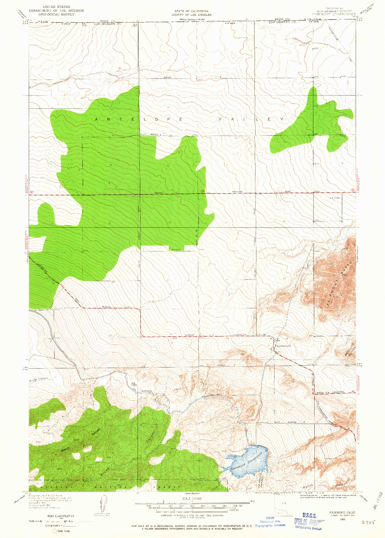 USGS 1:24000-SCALE QUADRANGLE FOR FAIRMONT, CA 1950