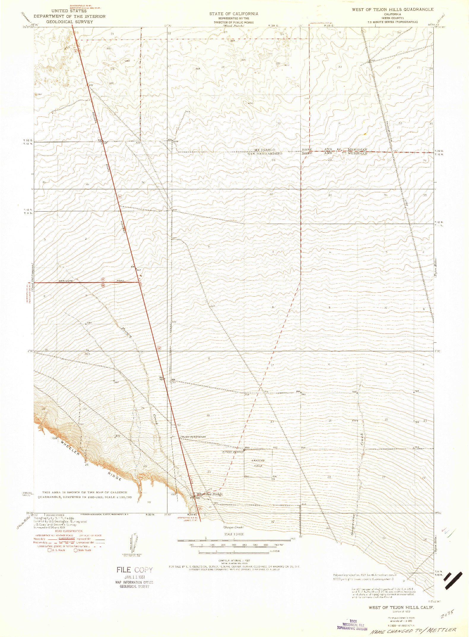 USGS 1:24000-SCALE QUADRANGLE FOR WEST OF TEJON HILLS, CA 1934