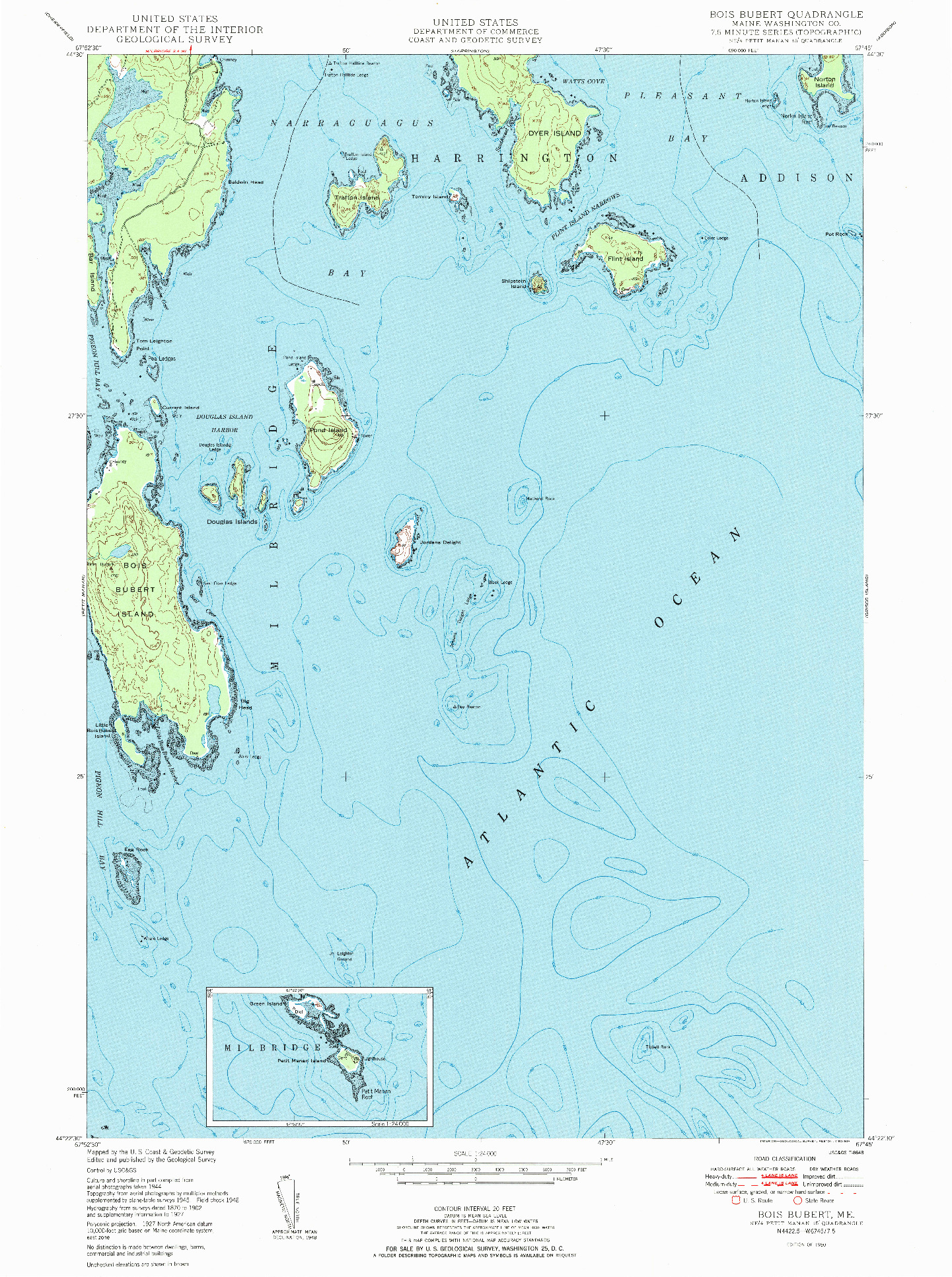 USGS 1:24000-SCALE QUADRANGLE FOR BOIS BUBERT, ME 1950