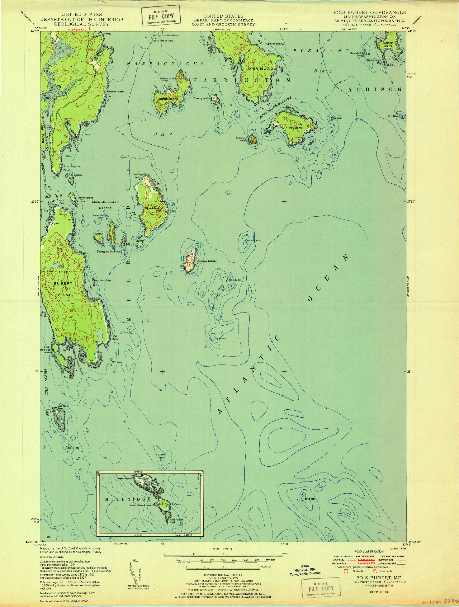 USGS 1:24000-SCALE QUADRANGLE FOR BOIS BUBERT, ME 1950