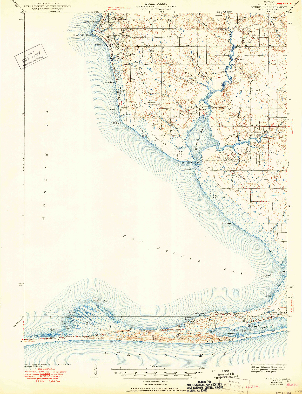 USGS 1:62500-SCALE QUADRANGLE FOR WEEKS BAY, AL 1943