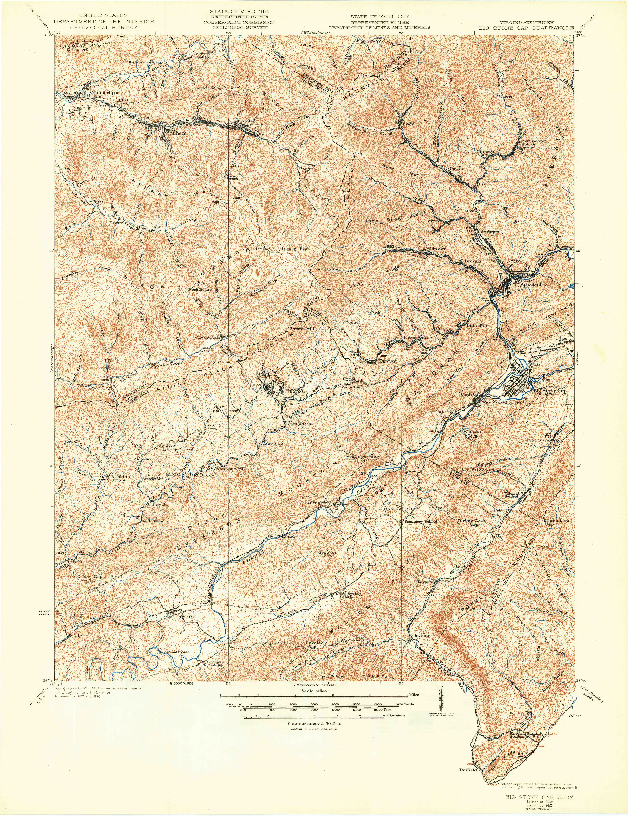 USGS 1:62500-SCALE QUADRANGLE FOR BIG STONE GAP, VA 1929