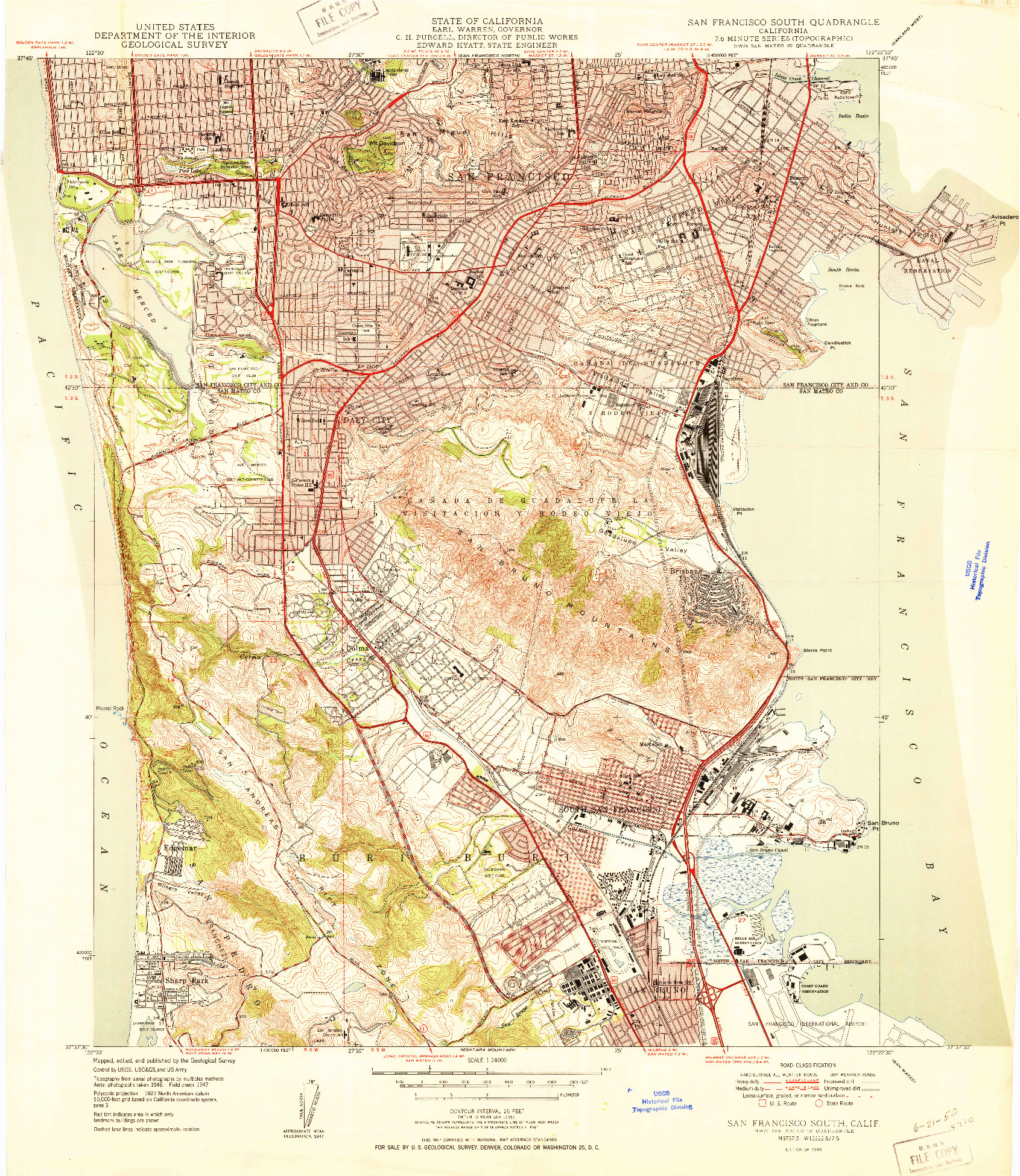 USGS 1:24000-SCALE QUADRANGLE FOR SAN FRANCISCO SOUTH, CA 1950