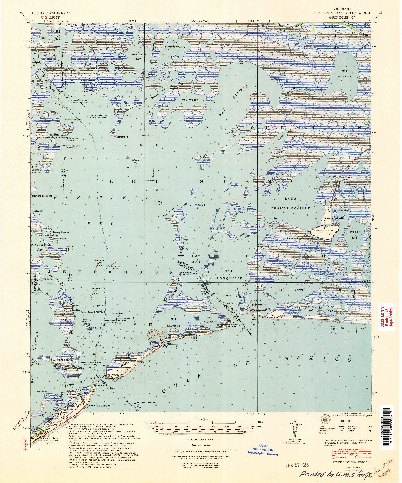 USGS 1:62500-SCALE QUADRANGLE FOR FORT LIVINGSTON, LA 1948