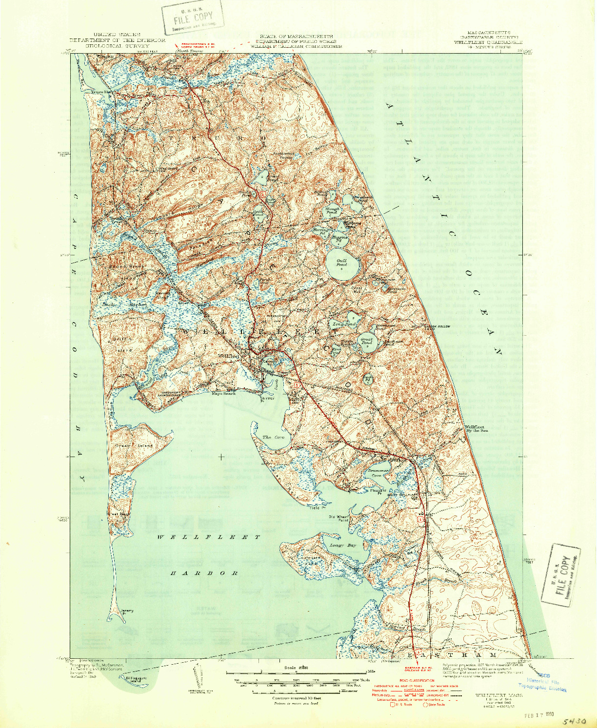 USGS 1:31680-SCALE QUADRANGLE FOR WELLFLEET, MA 1944