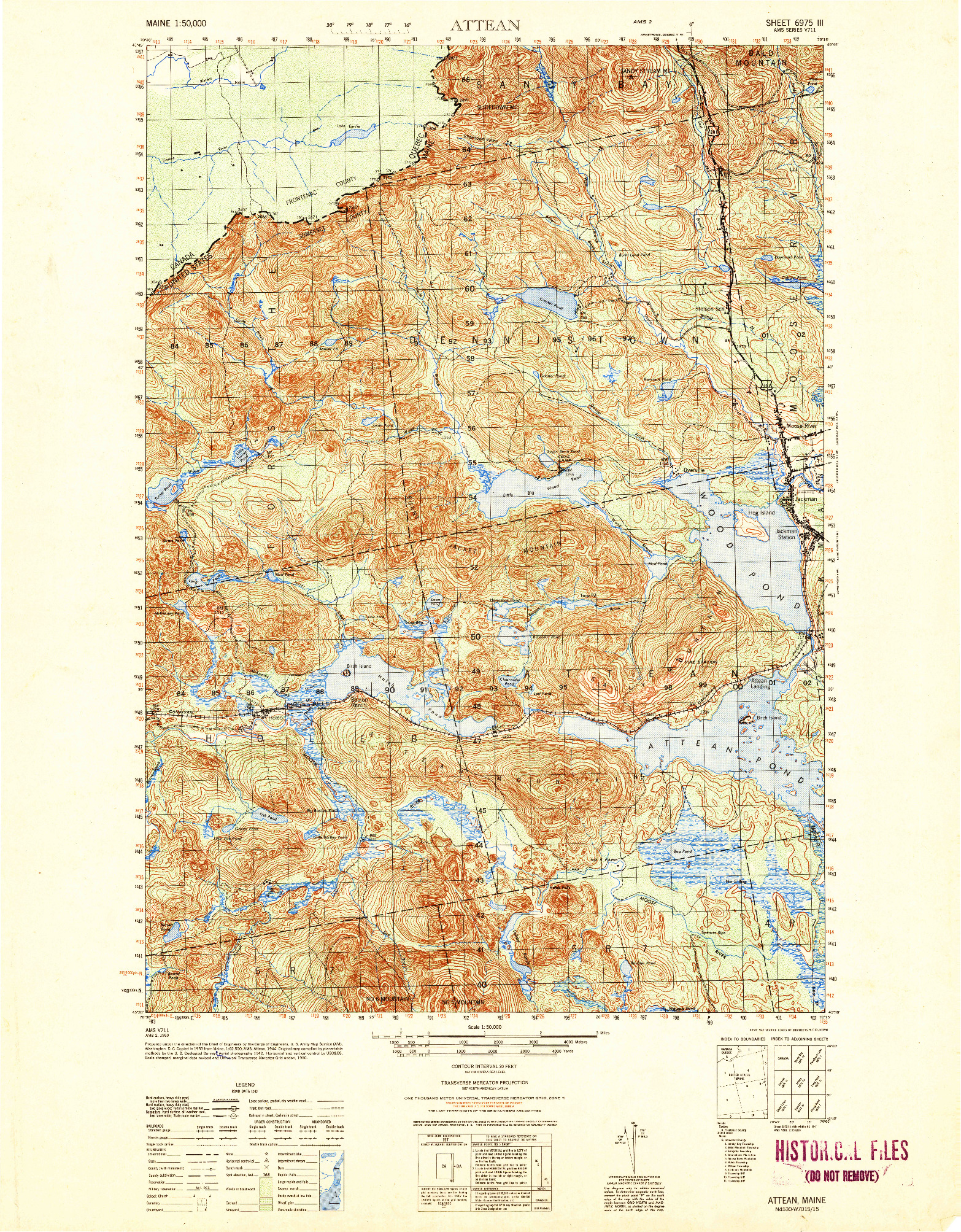 USGS 1:50000-SCALE QUADRANGLE FOR ATTEAN, ME 1950