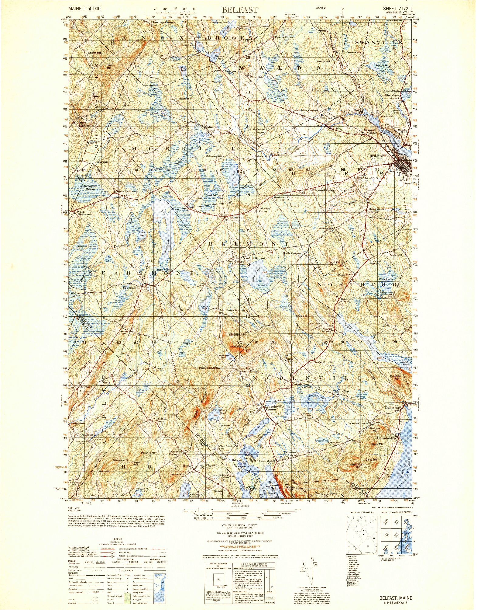 USGS 1:50000-SCALE QUADRANGLE FOR BELFAST, ME 1950