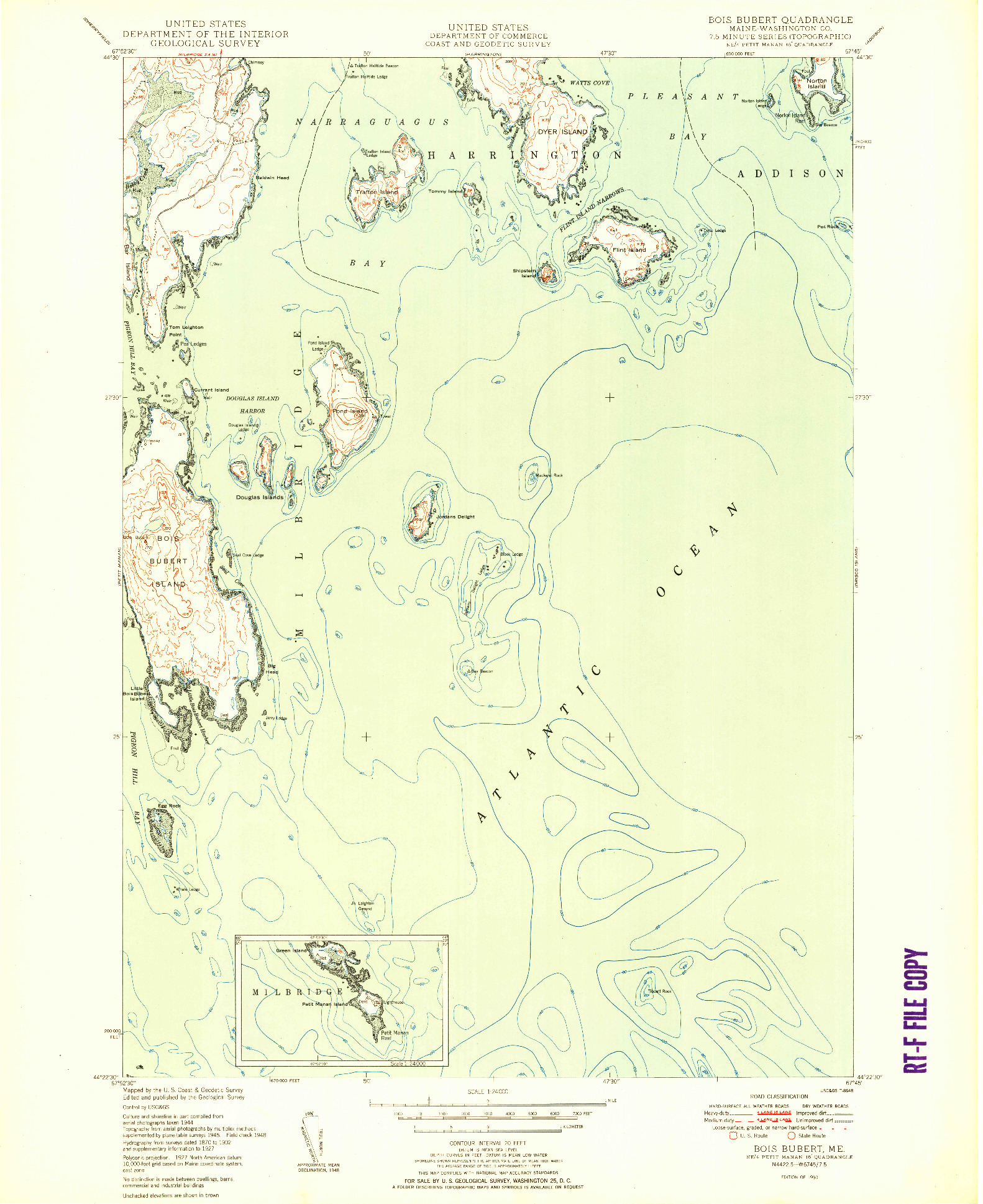 USGS 1:24000-SCALE QUADRANGLE FOR BOIS BUBERT, ME 1950