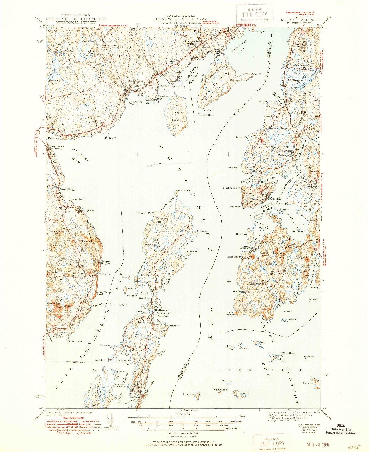 USGS 1:62500-SCALE QUADRANGLE FOR CASTINE, ME 1943
