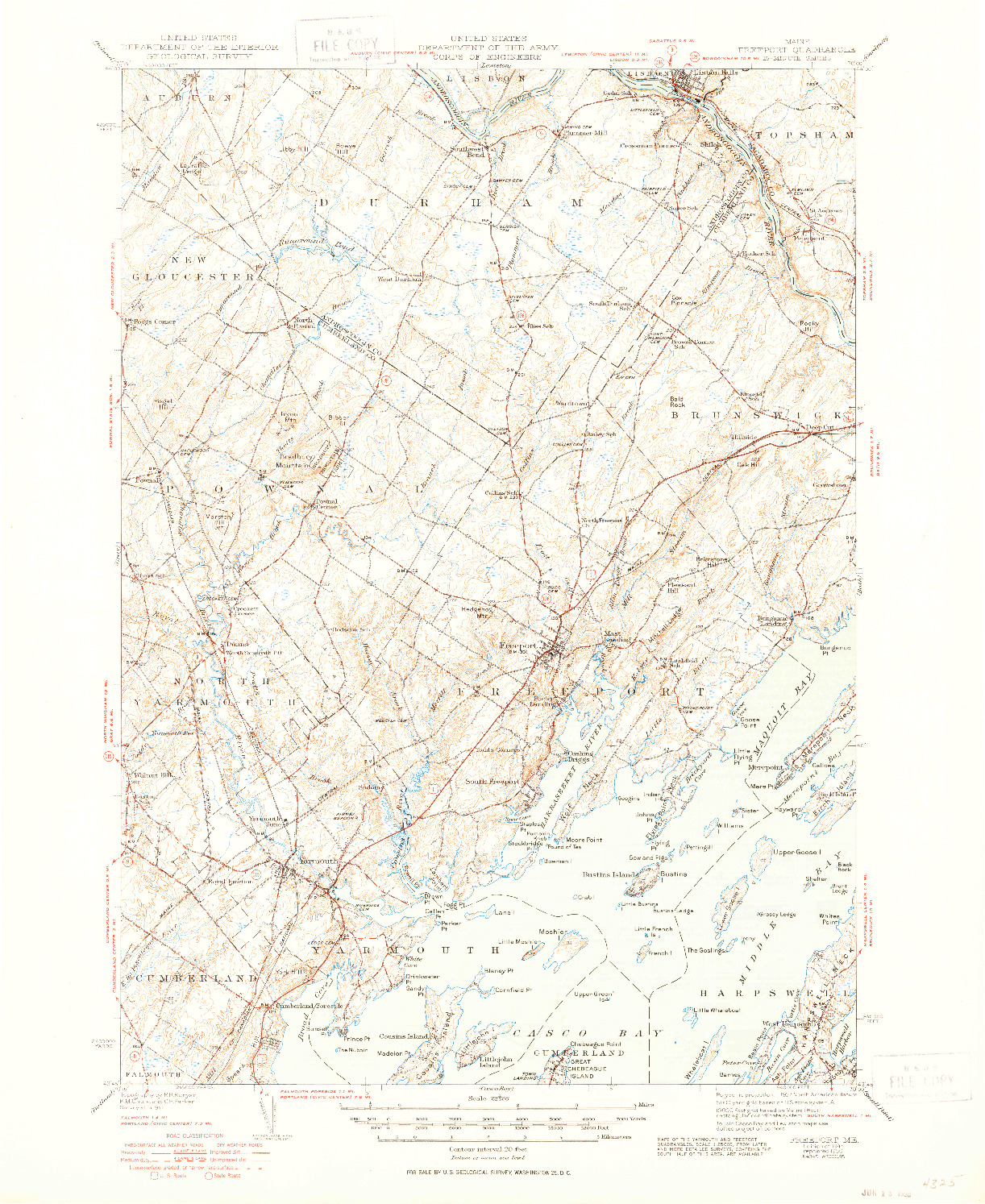 USGS 1:62500-SCALE QUADRANGLE FOR FREEPORT, ME 1944