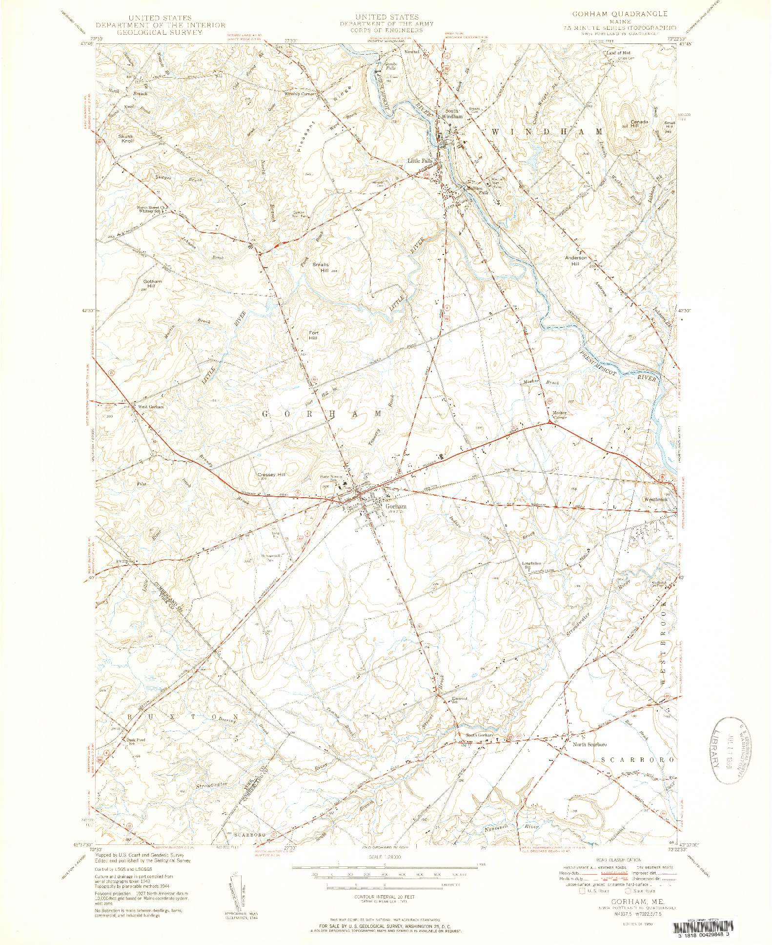 USGS 1:24000-SCALE QUADRANGLE FOR GORHAM, ME 1950