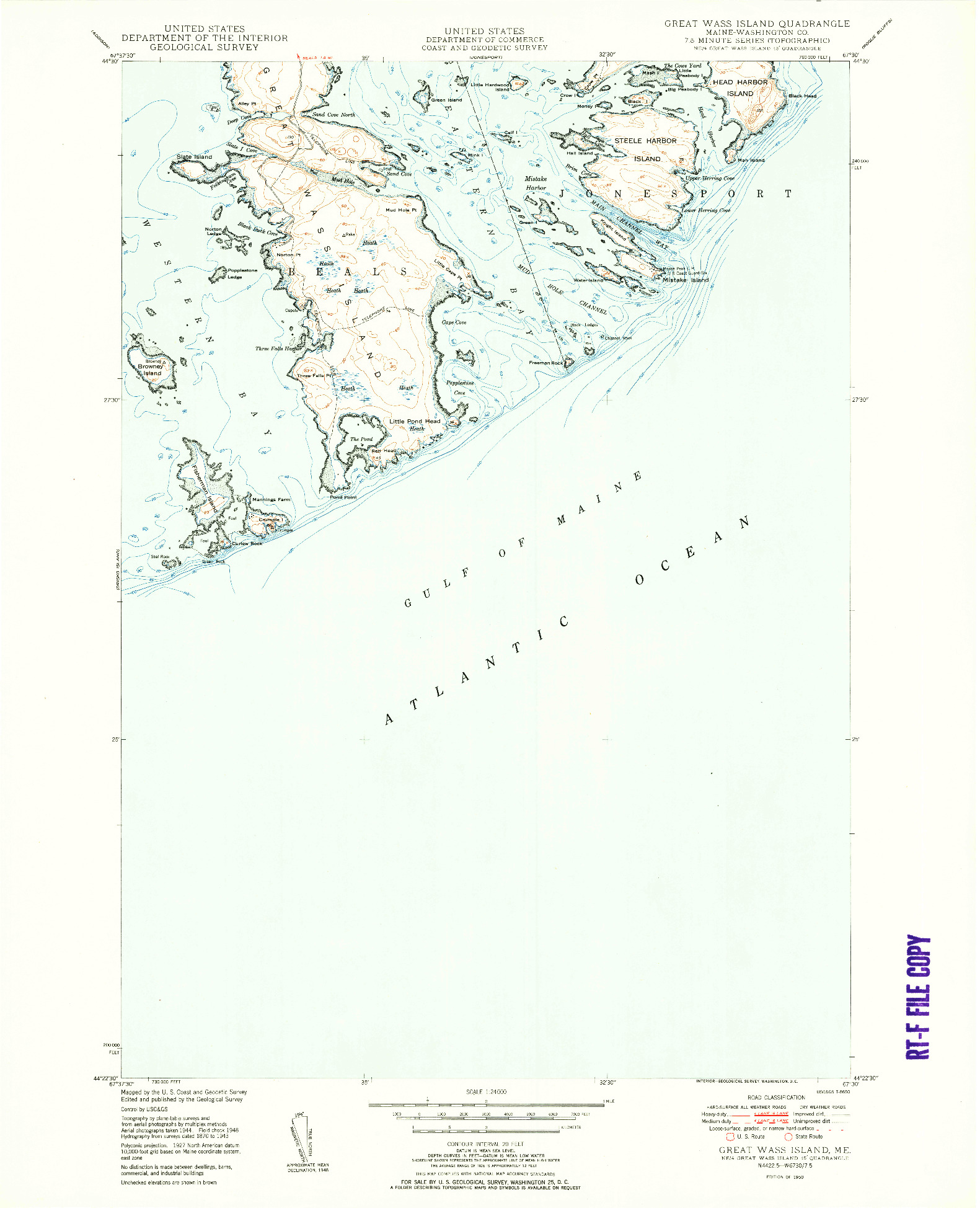 USGS 1:24000-SCALE QUADRANGLE FOR GREAT WASS ISLAND, ME 1950