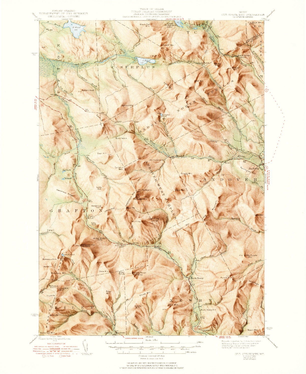 USGS 1:62500-SCALE QUADRANGLE FOR OLD SPECK MTN, ME 1945