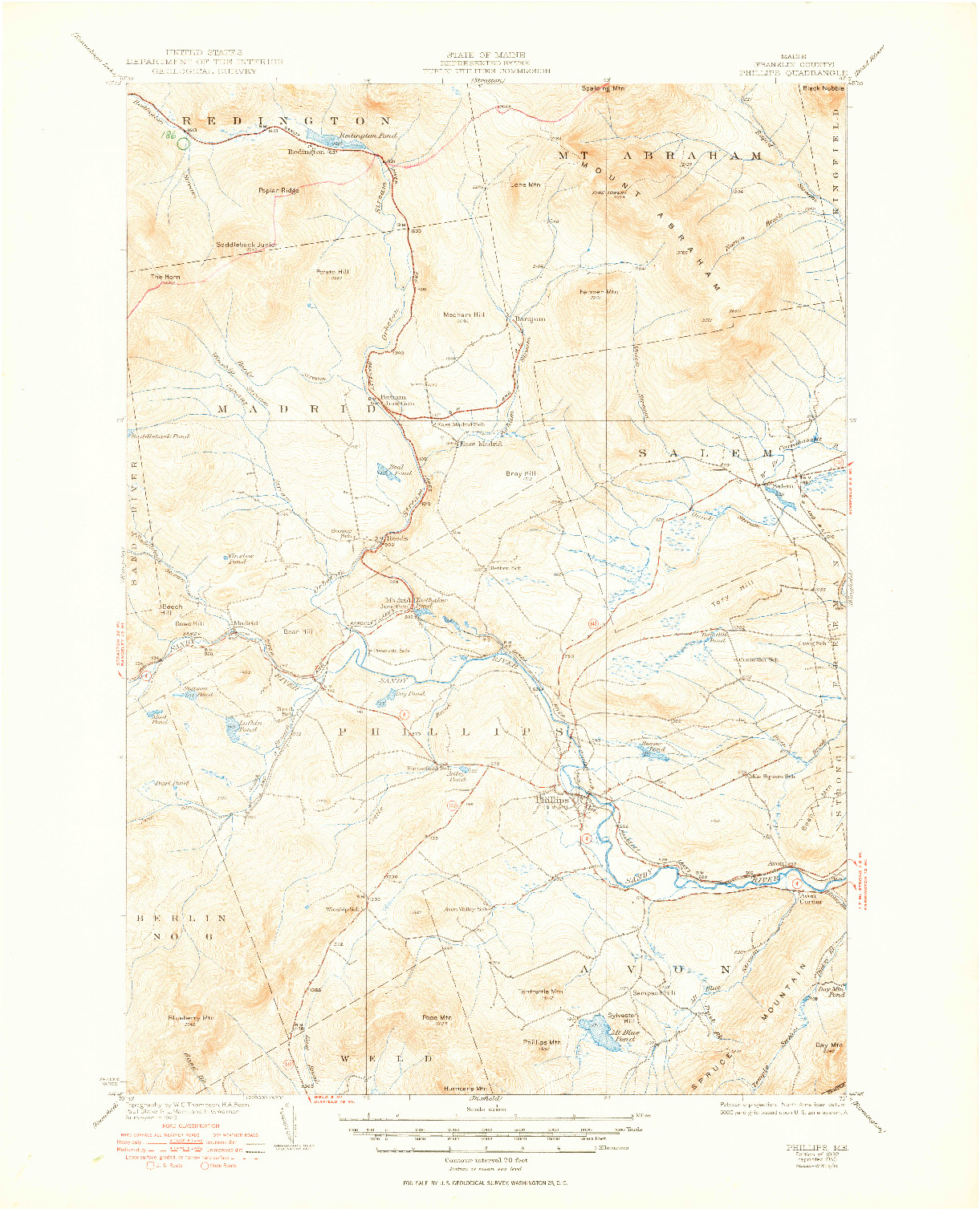 USGS 1:62500-SCALE QUADRANGLE FOR PHILLIPS, ME 1932