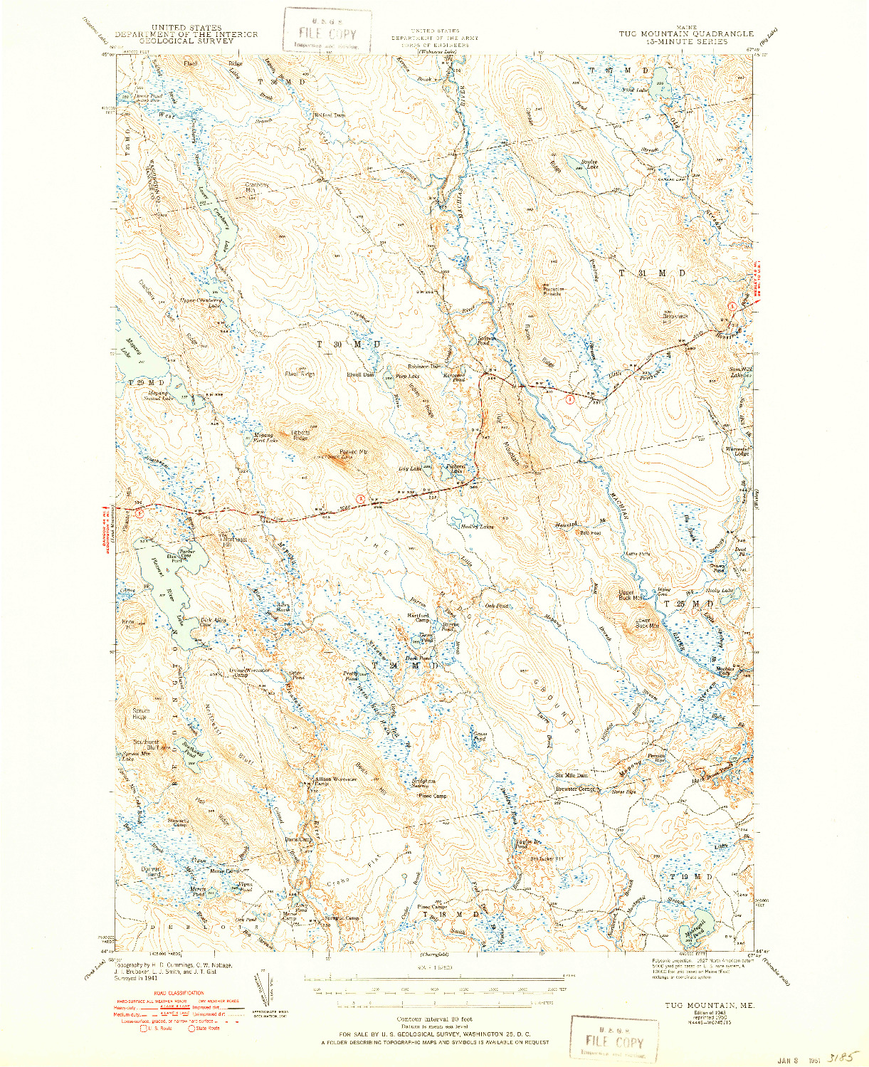 USGS 1:62500-SCALE QUADRANGLE FOR TUG MOUNTAIN, ME 1943