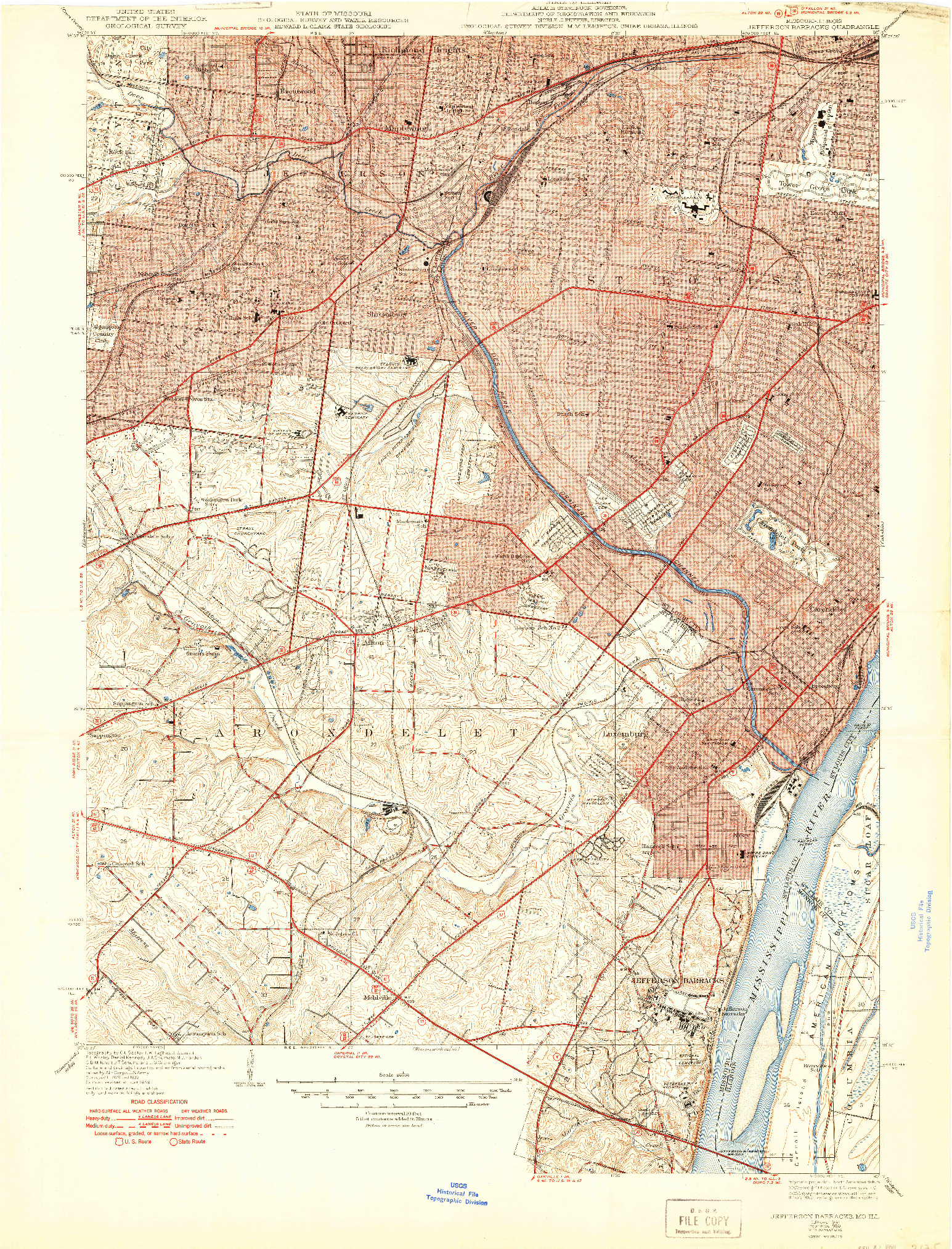 USGS 1:24000-SCALE QUADRANGLE FOR JEFFERSON BARRACKS, MO 1941