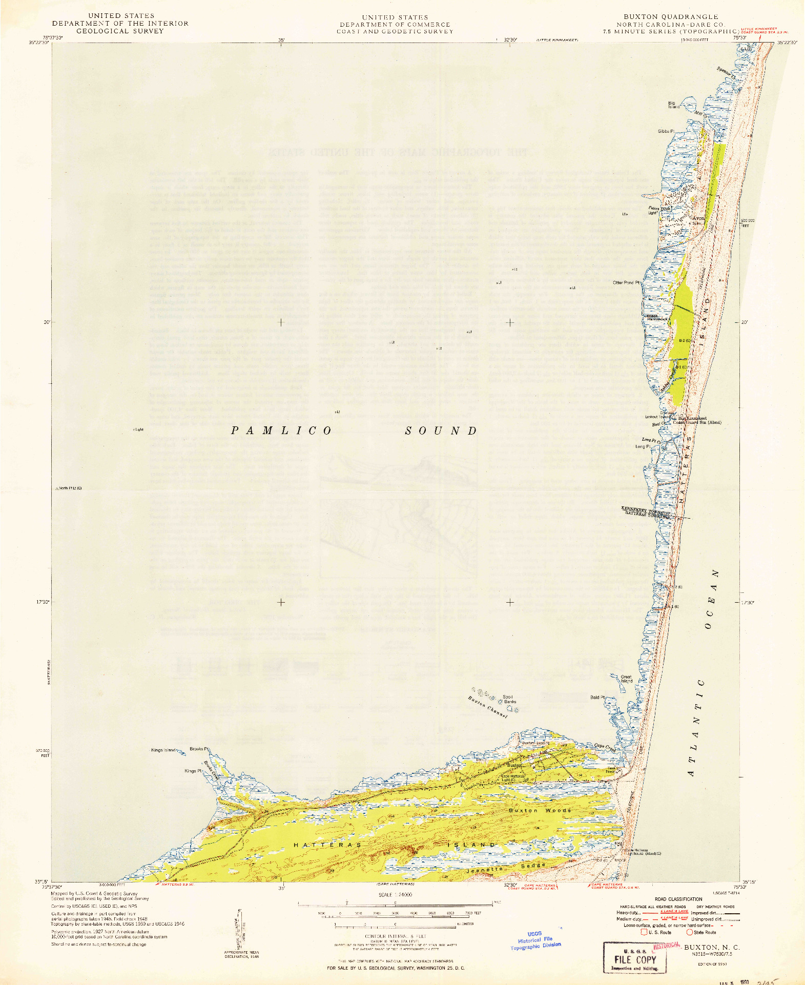 USGS 1:24000-SCALE QUADRANGLE FOR BUXTON, NC 1950