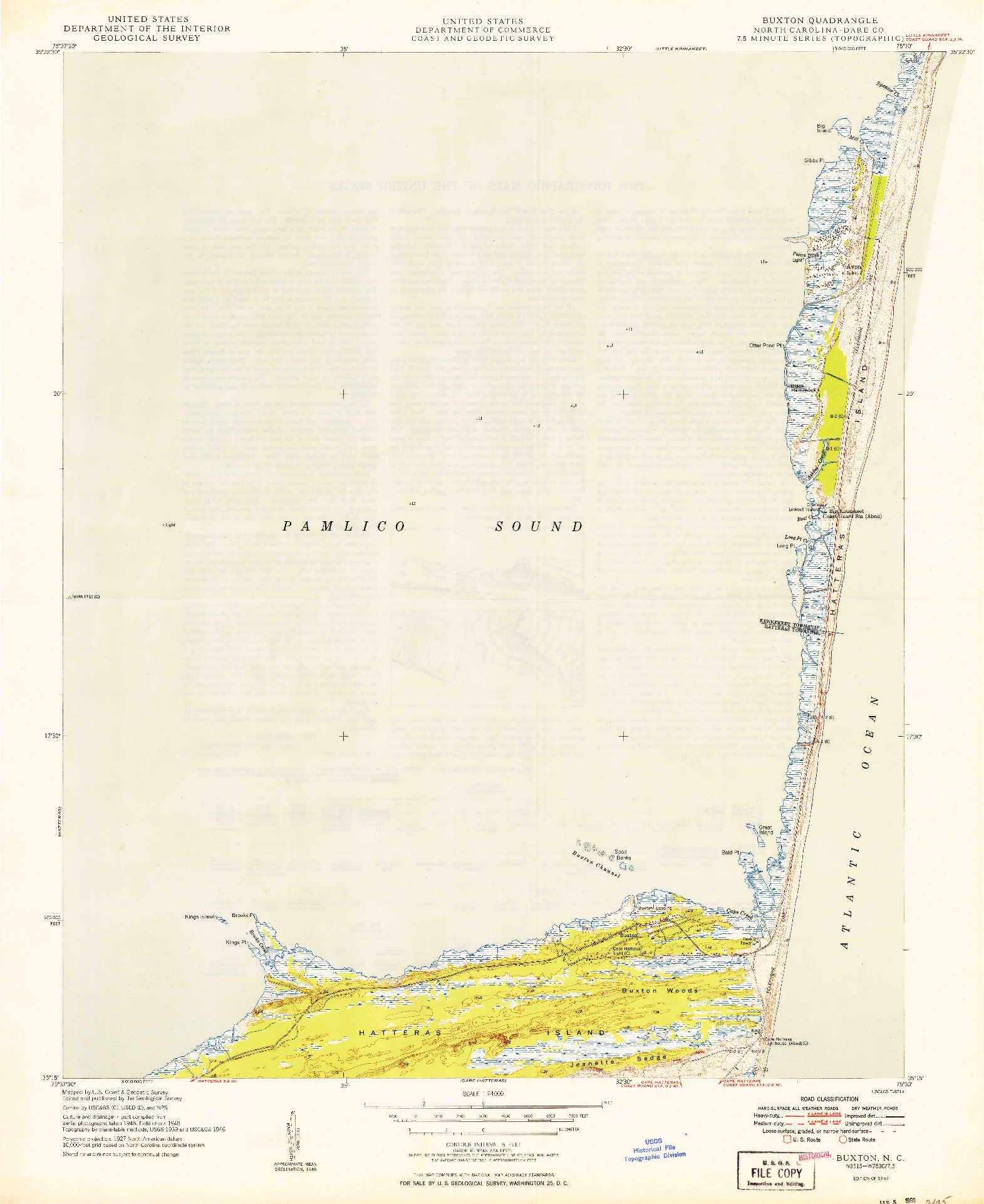 USGS 1:24000-SCALE QUADRANGLE FOR BUXTON, NC 1950