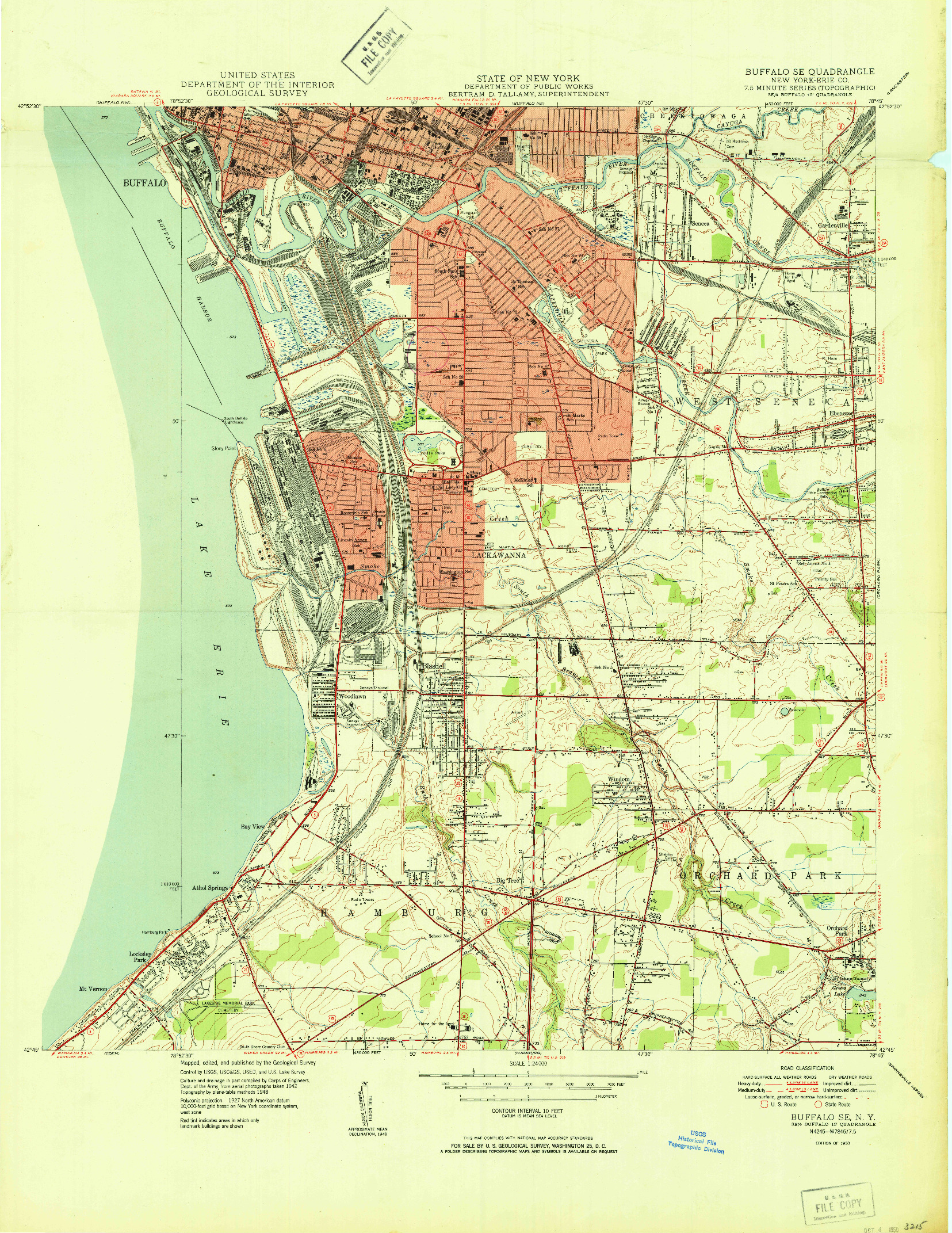 USGS 1:24000-SCALE QUADRANGLE FOR BUFFALO SE, NY 1950