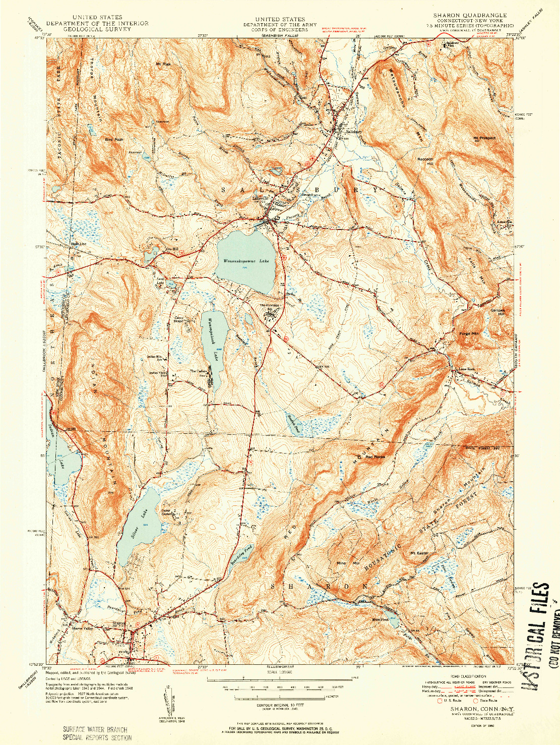 USGS 1:31680-SCALE QUADRANGLE FOR SHARON, CT 1950