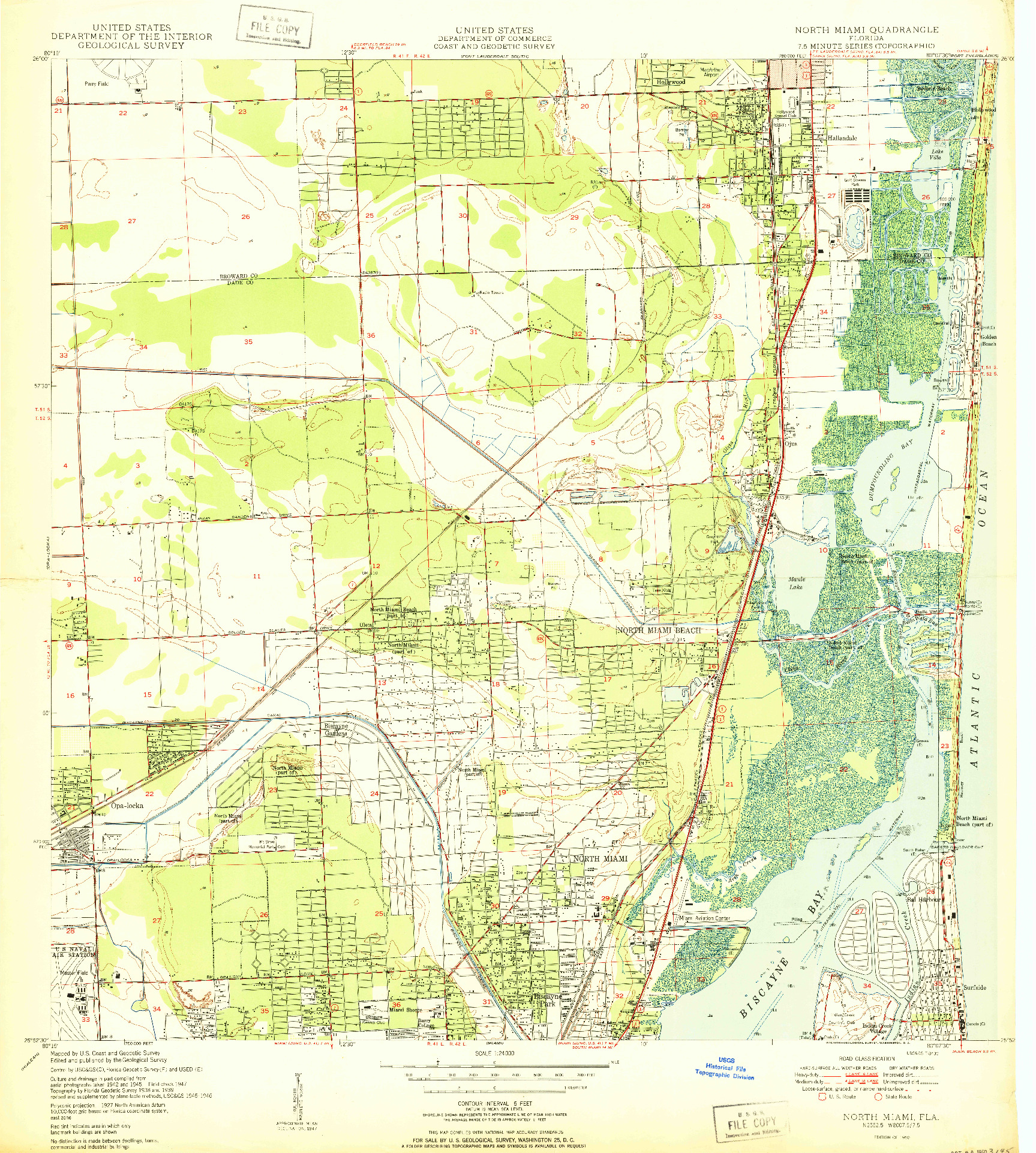 USGS 1:24000-SCALE QUADRANGLE FOR NORTH MIAMI, FL 1950
