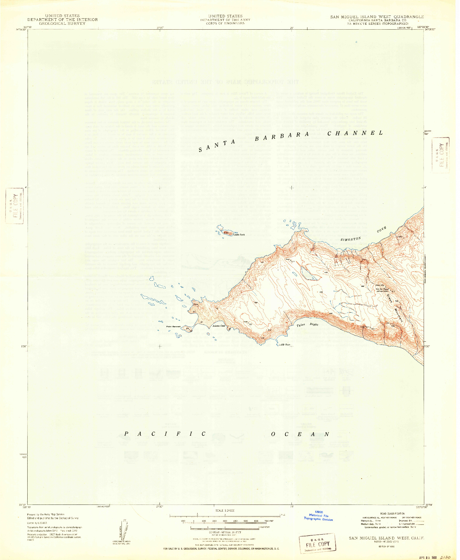 USGS 1:24000-SCALE QUADRANGLE FOR SAN MIGUEL ISLAND WEST, CA 1950