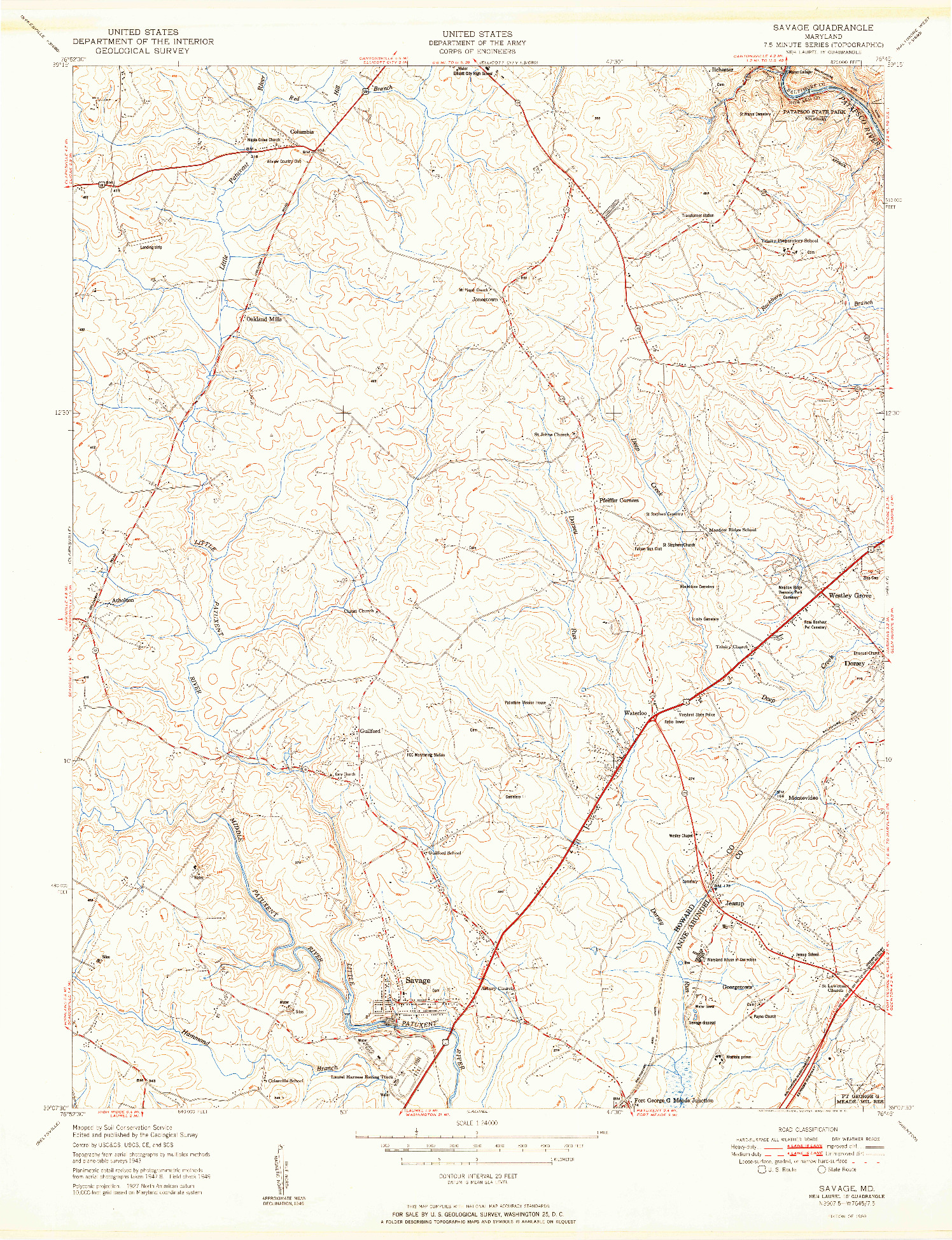 USGS 1:24000-SCALE QUADRANGLE FOR SAVAGE, MD 1950