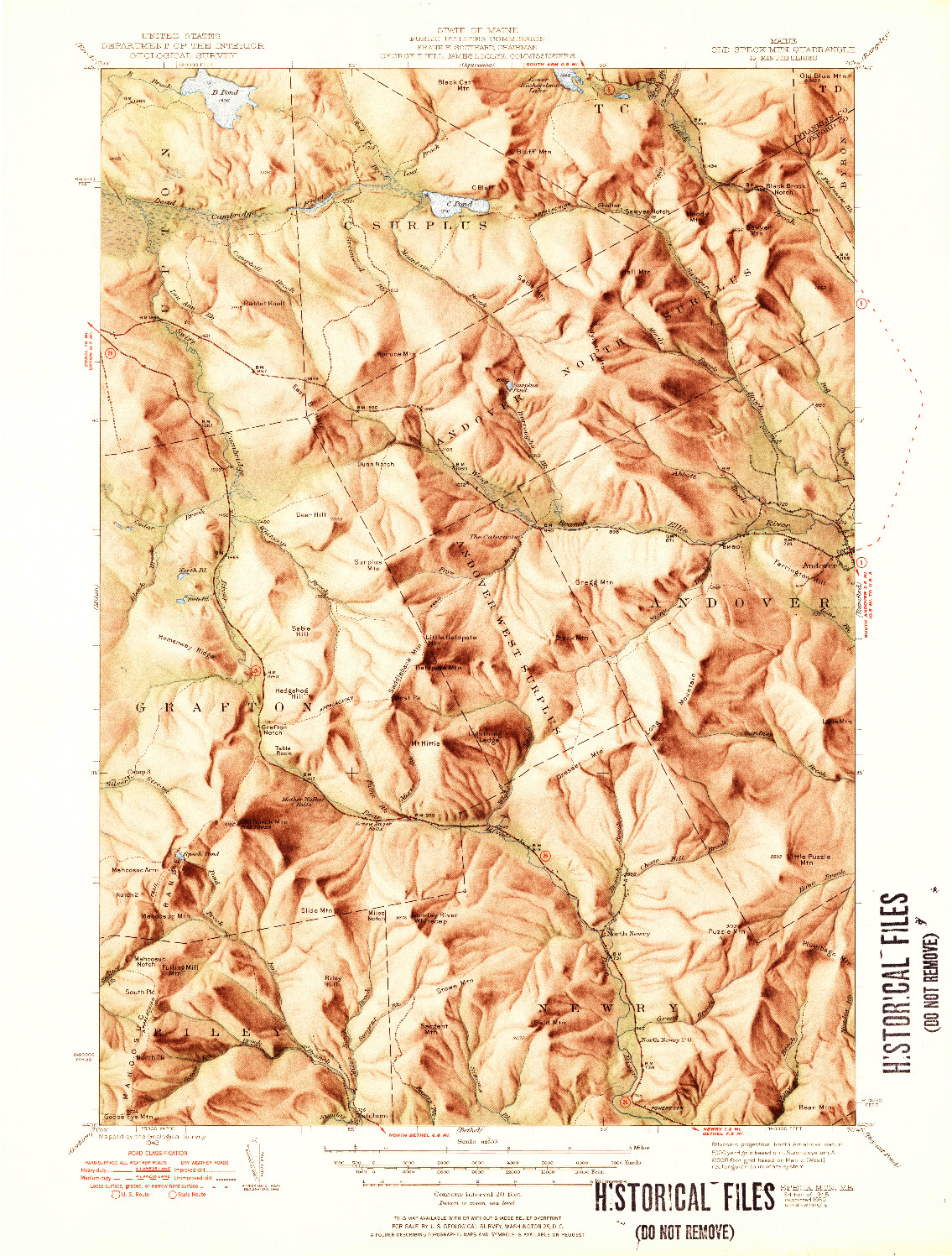 USGS 1:62500-SCALE QUADRANGLE FOR OLD SPECK MTN, ME 1945