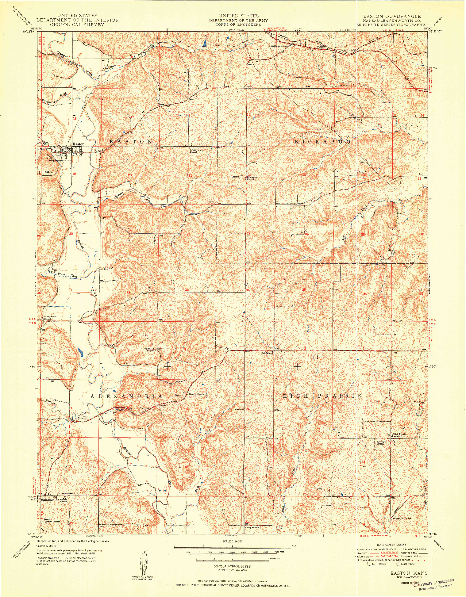 USGS 1:24000-SCALE QUADRANGLE FOR EASTON, KS 1950