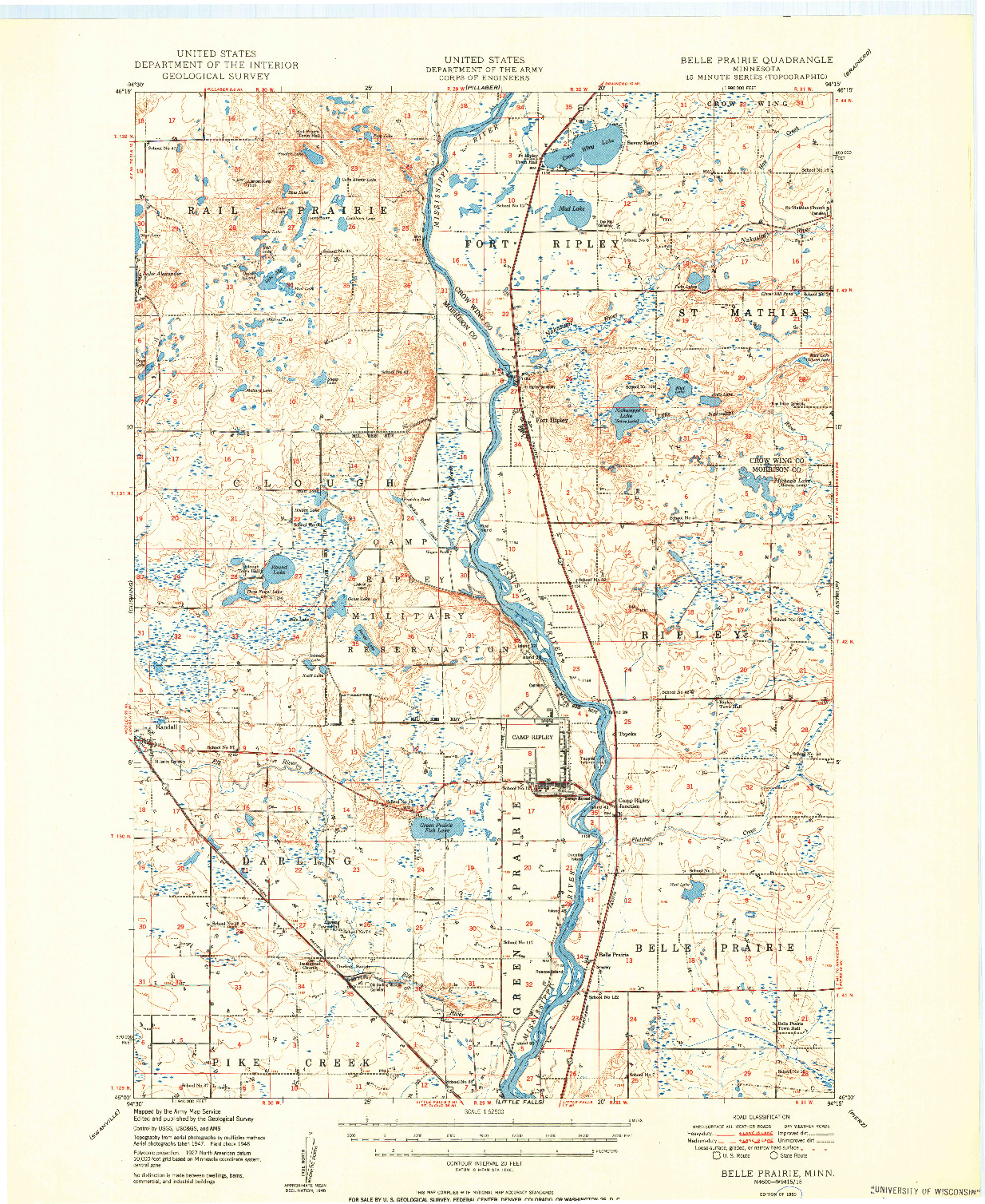 USGS 1:62500-SCALE QUADRANGLE FOR BELLE PRAIRIE, MN 1950