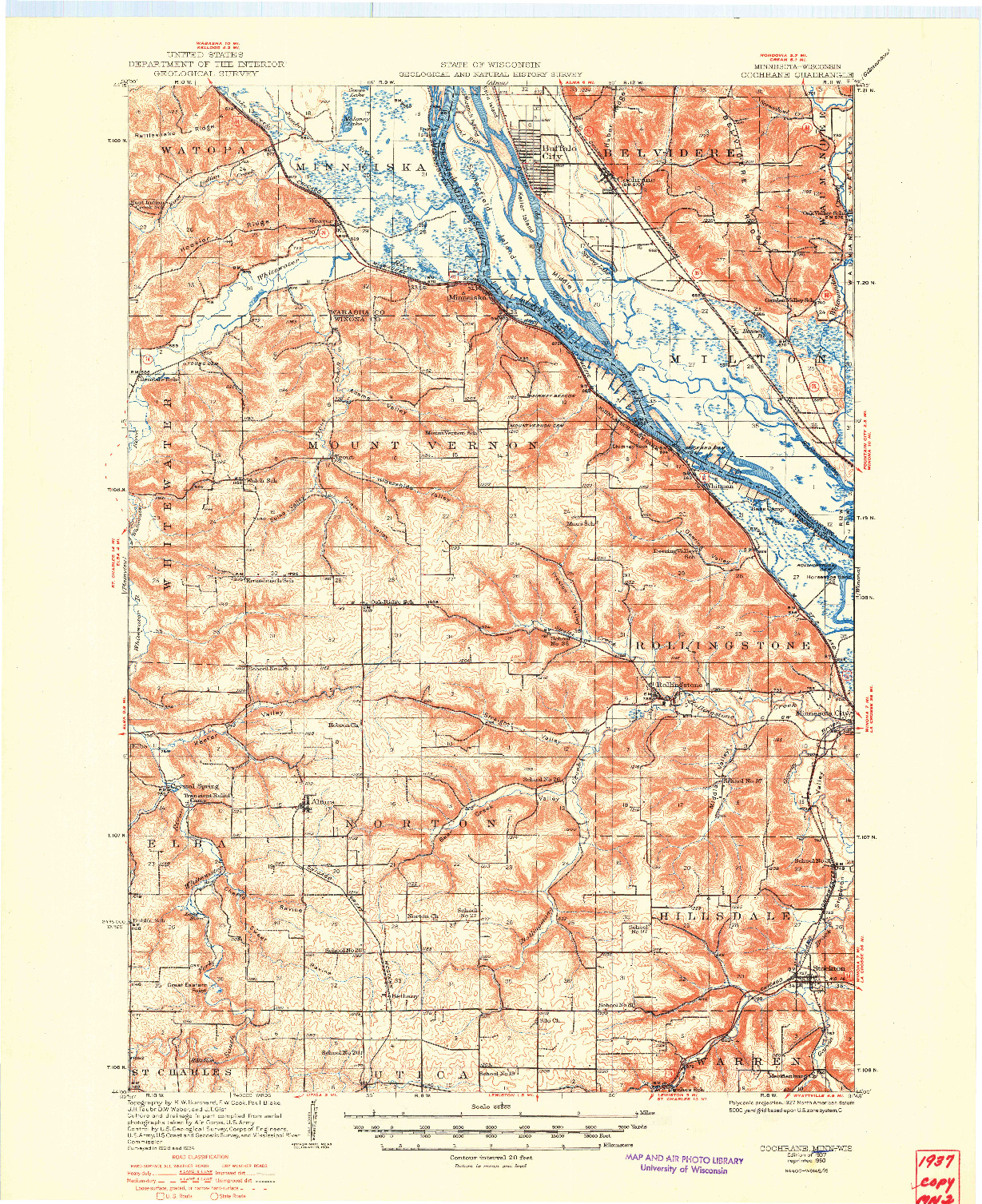 USGS 1:62500-SCALE QUADRANGLE FOR COCHRANE, MN 1937