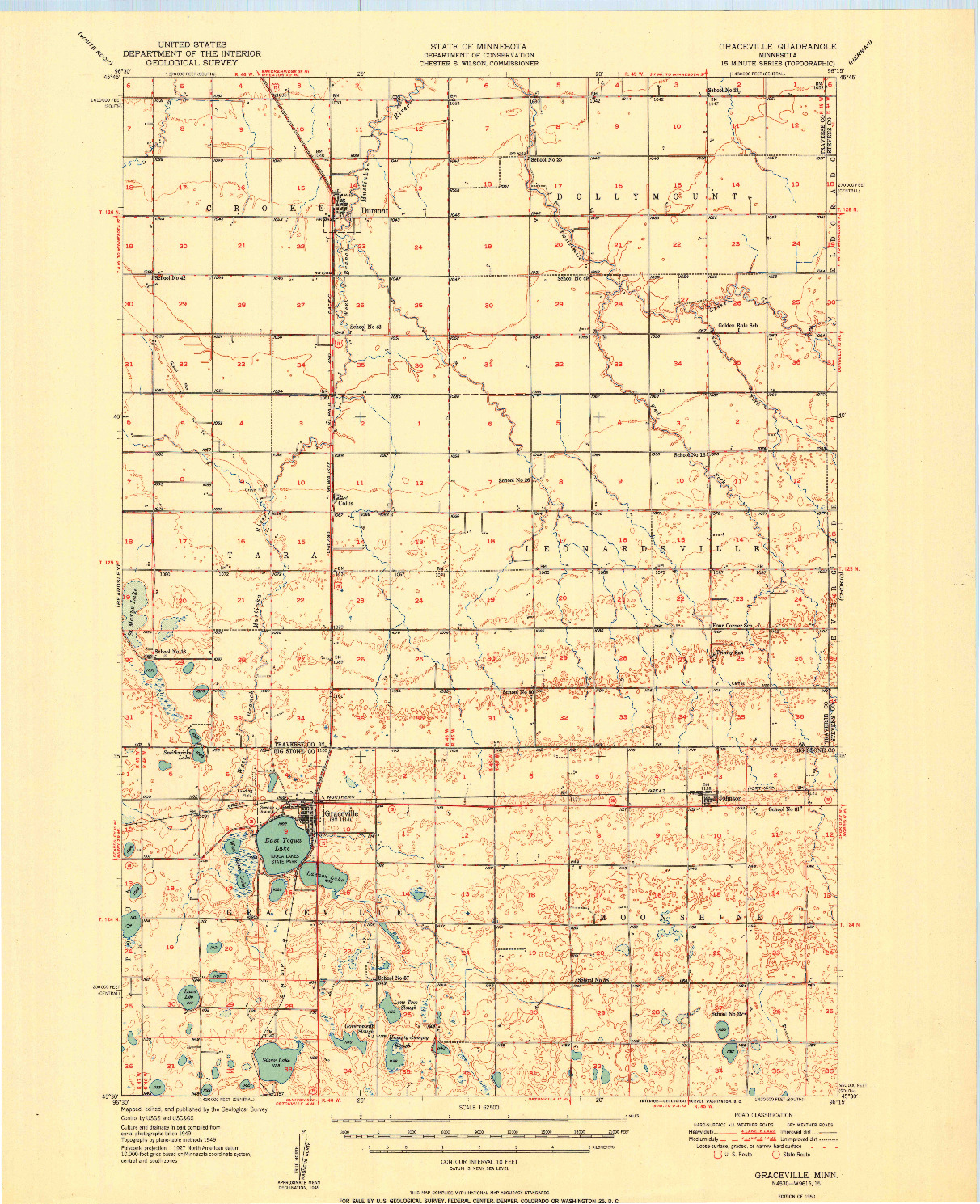 USGS 1:62500-SCALE QUADRANGLE FOR GRACEVILLE, MN 1950