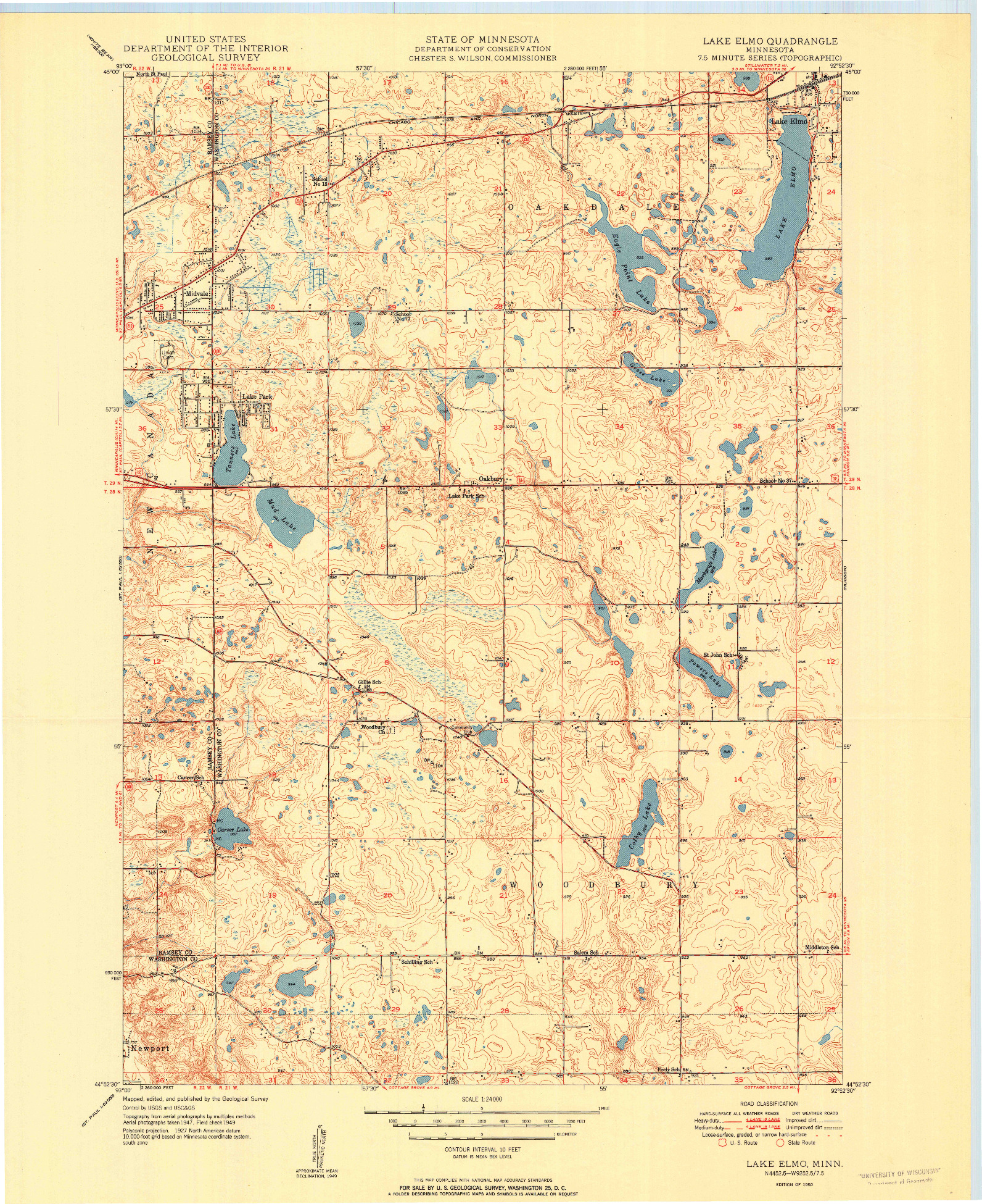 USGS 1:24000-SCALE QUADRANGLE FOR LAKE ELMO, MN 1950