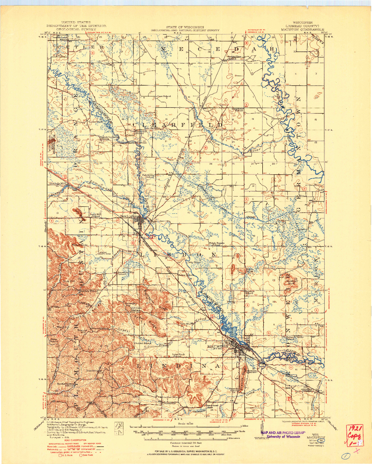 USGS 1:62500-SCALE QUADRANGLE FOR MAUSTON, WI 1921