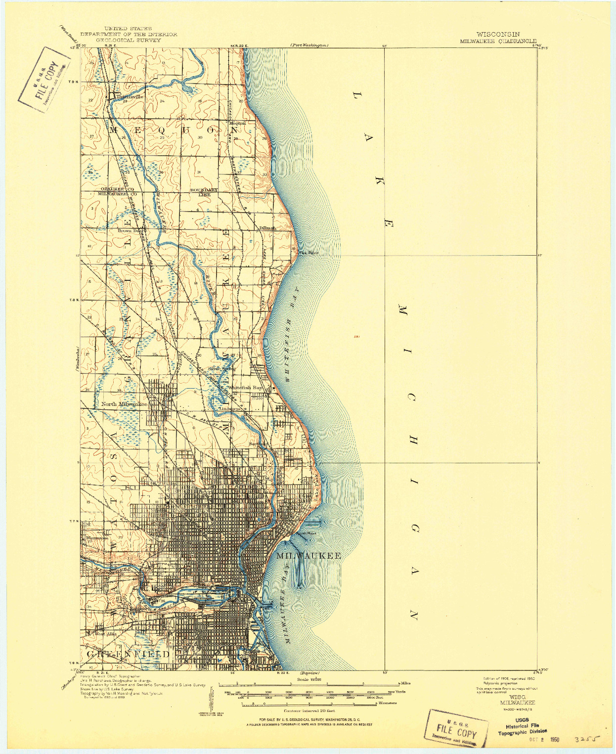 USGS 1:62500-SCALE QUADRANGLE FOR MILWAUKEE, WI 1906